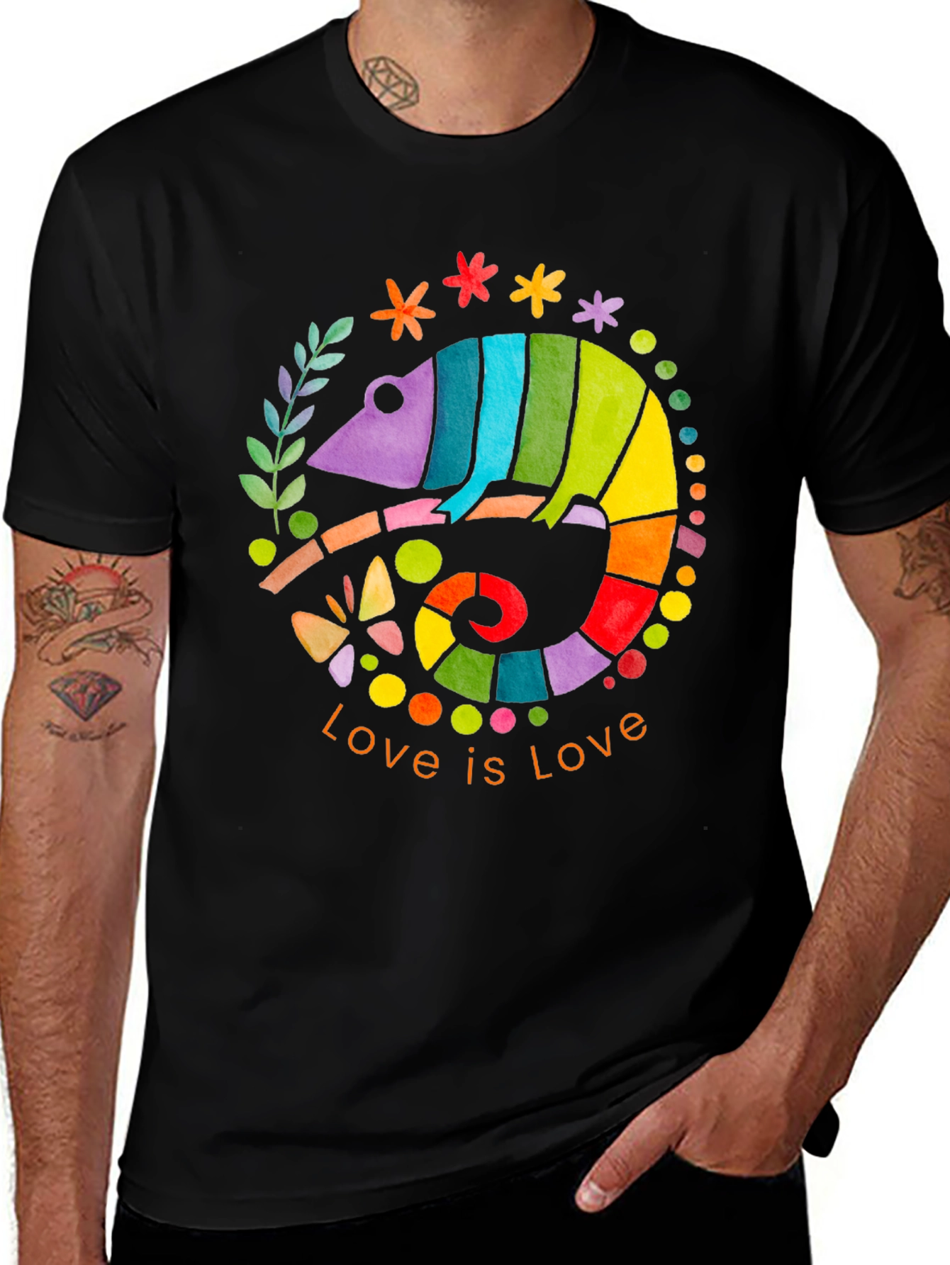 Rainbow Chameleon Love is Love T-Shirt