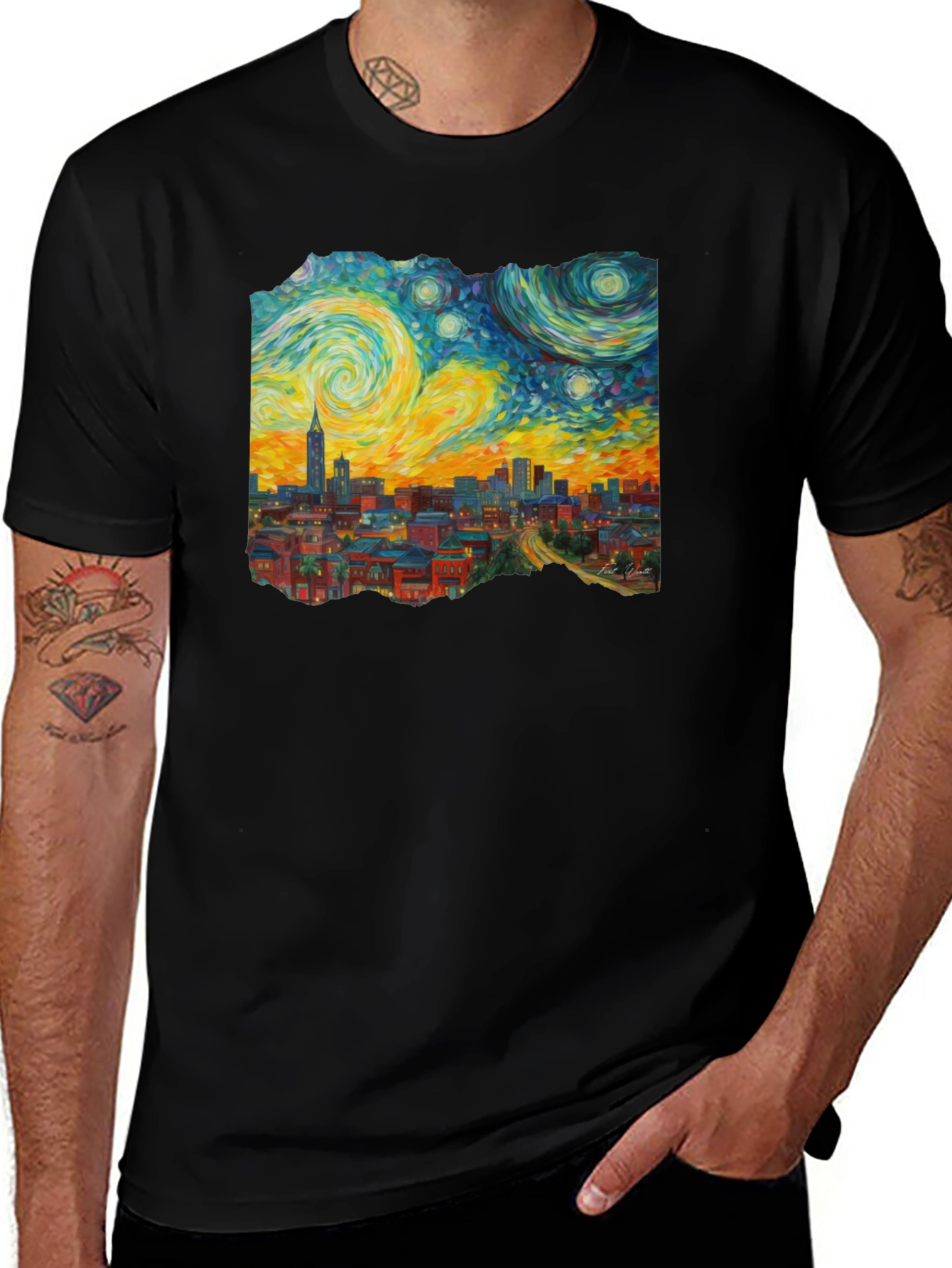 Variant 24 of Starry Night Cityscape Graphic Tee