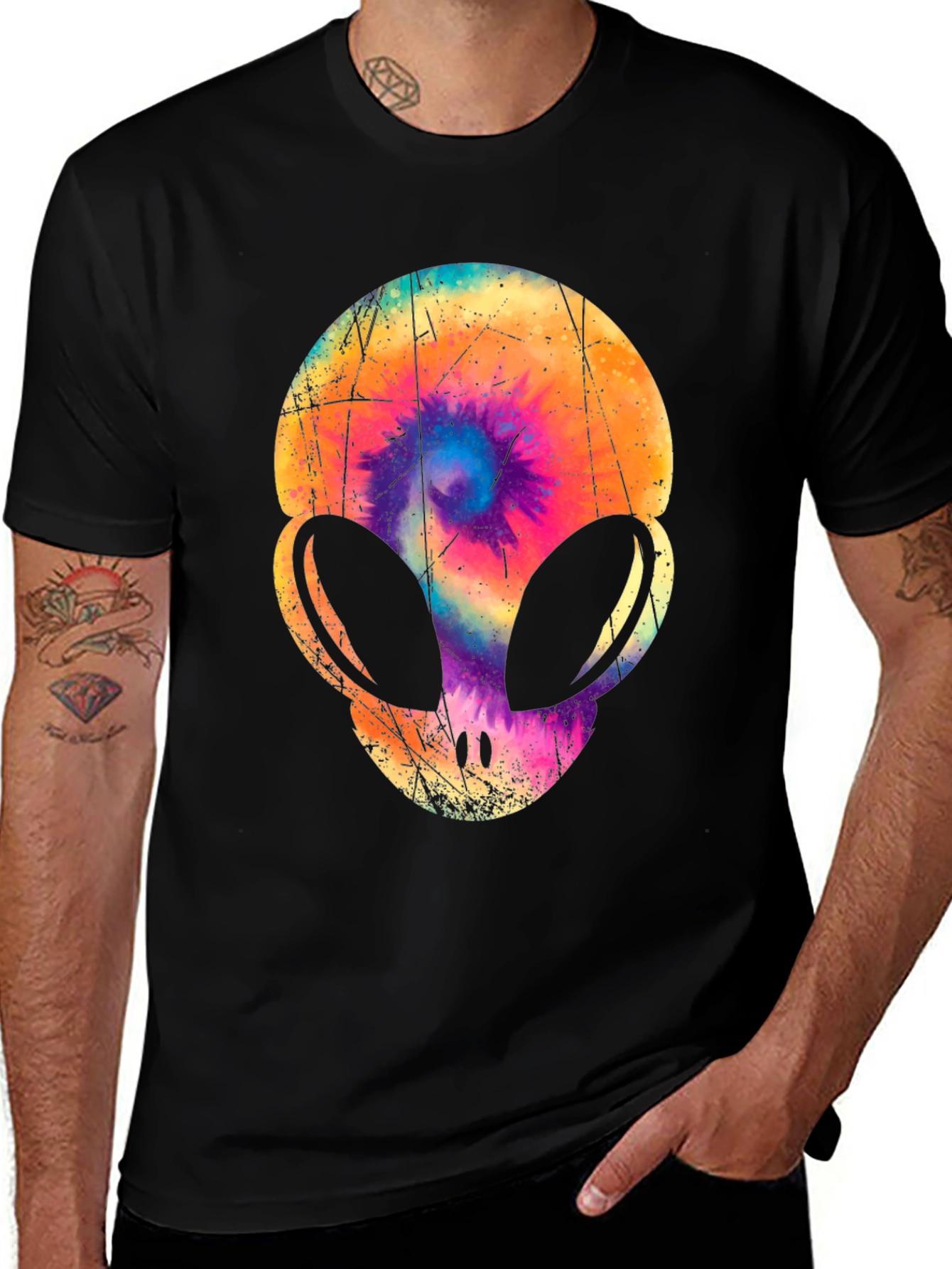 Variant 22 of Tie-Dye Alien Head Graphic T-Shirt