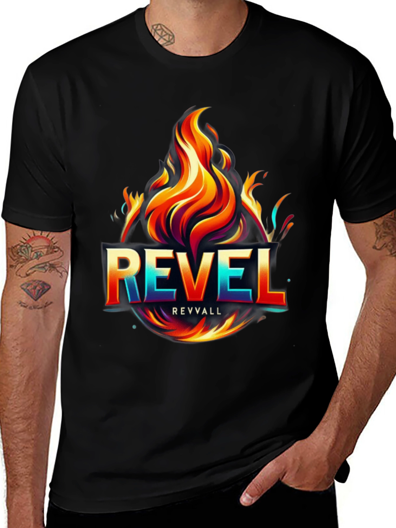 Variant 18 of Revel Revvall Flame Graphic Tee - Bold Black T-Shirt