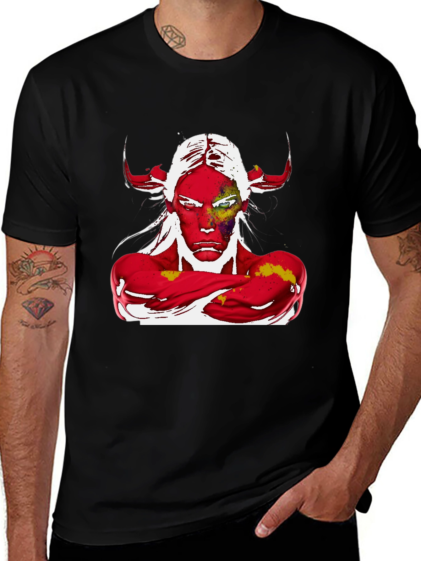 Variant 23 of Abstract Graphic Tee - Devil Horns Design