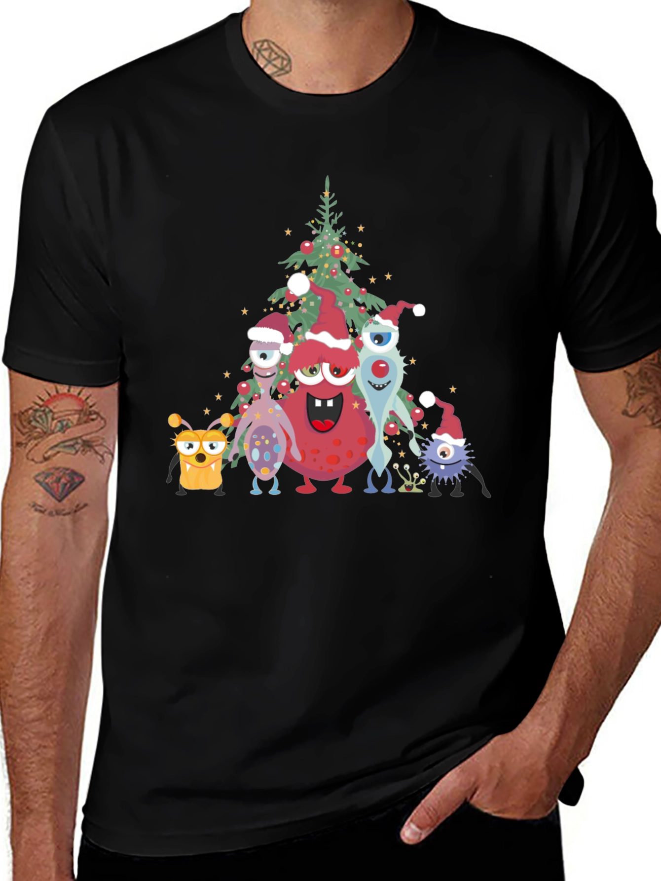 Monster Christmas Tree Graphic T-Shirt