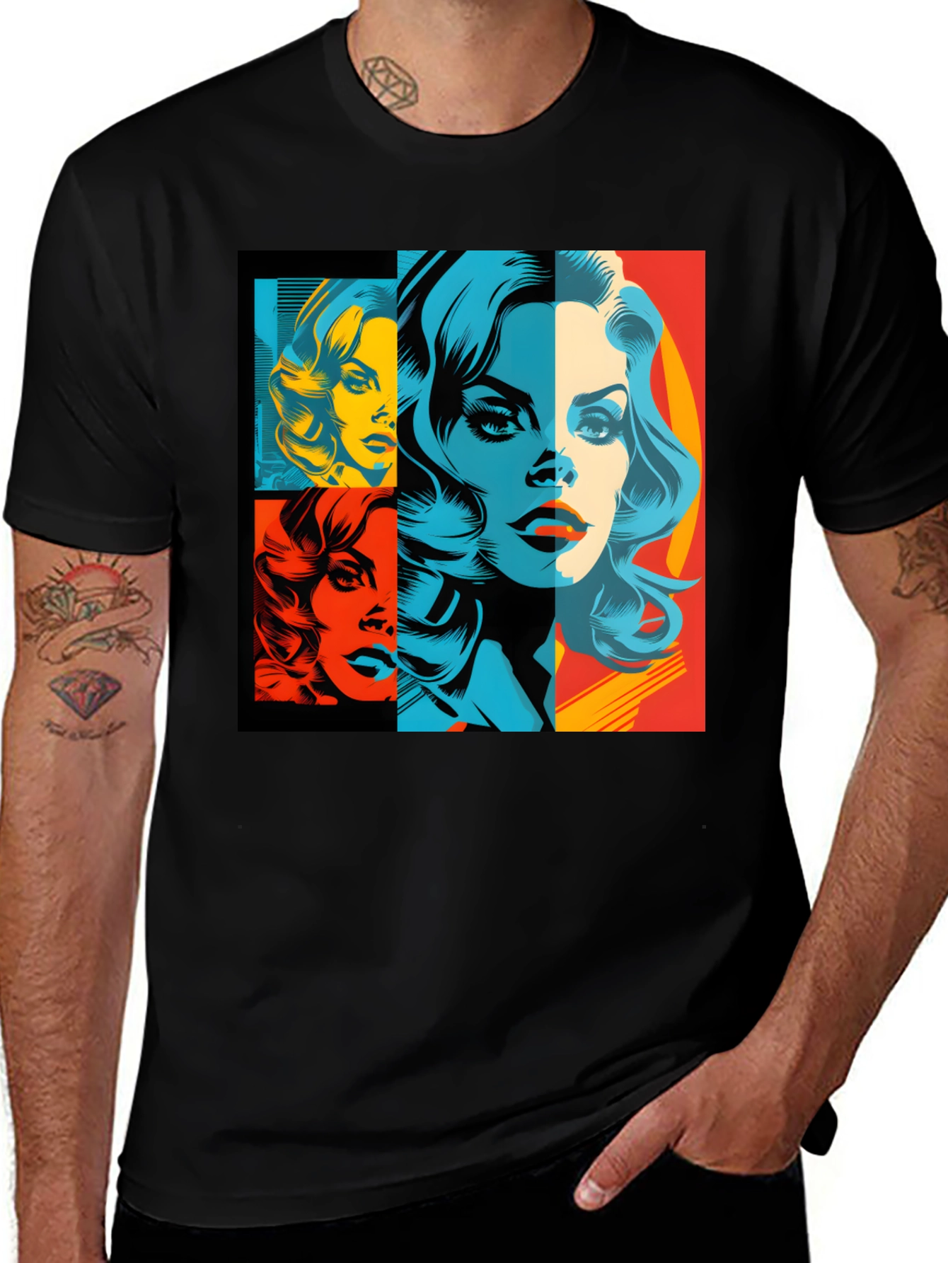 Variant 21 of Pop Art Woman Graphic Tee - Stylish Unisex Black T-Shirt