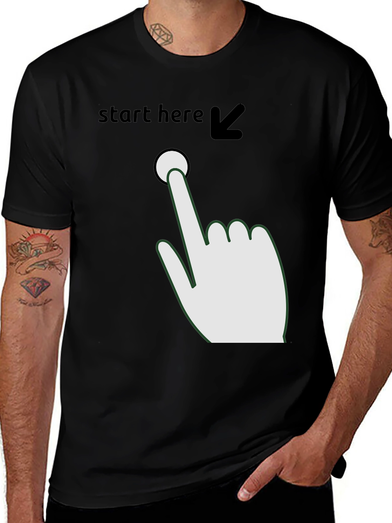 Variant 14 of Start Here Graphic Tee - Funny Novelty Shirt