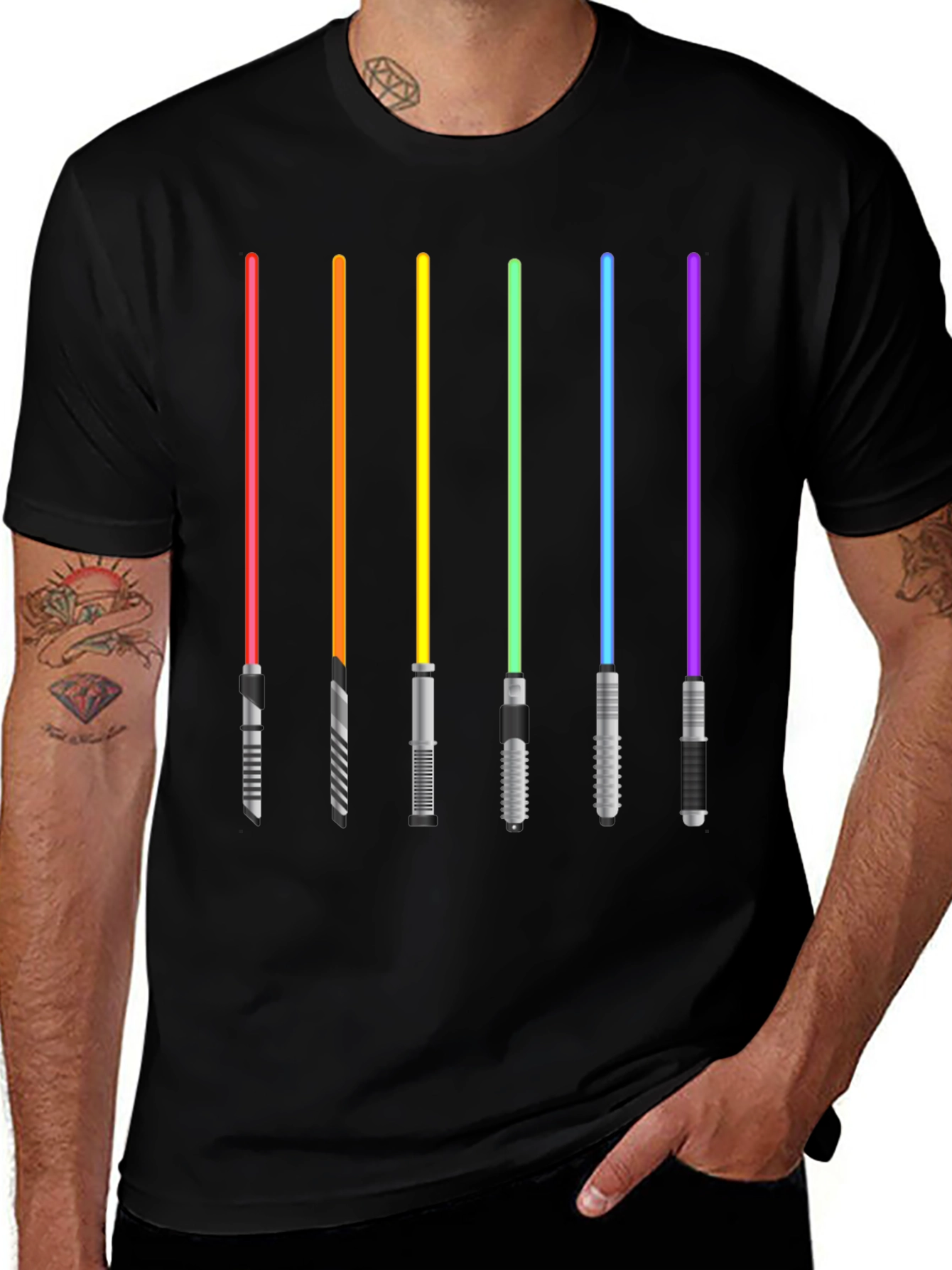Variant 3 of Colorful Lightsaber T-Shirt - Sci-Fi Geek Tee