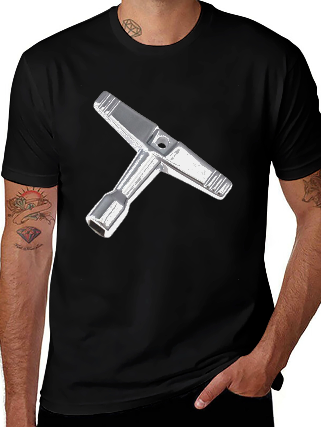 Variant 22 of Black T-Shirt with Tool Graphic