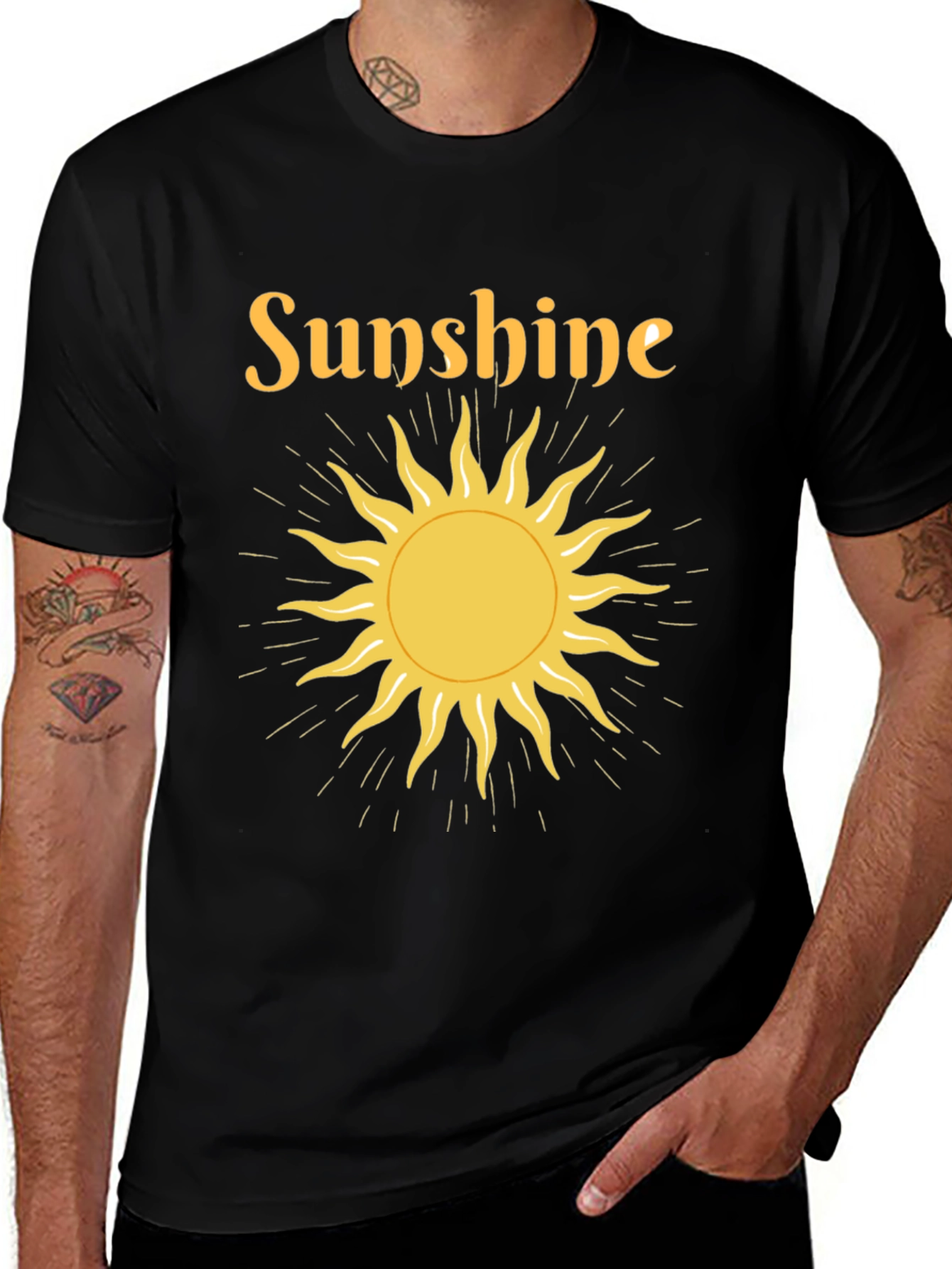 Variant 26 of Sunshine Graphic Tee - Black Crew Neck T-Shirt