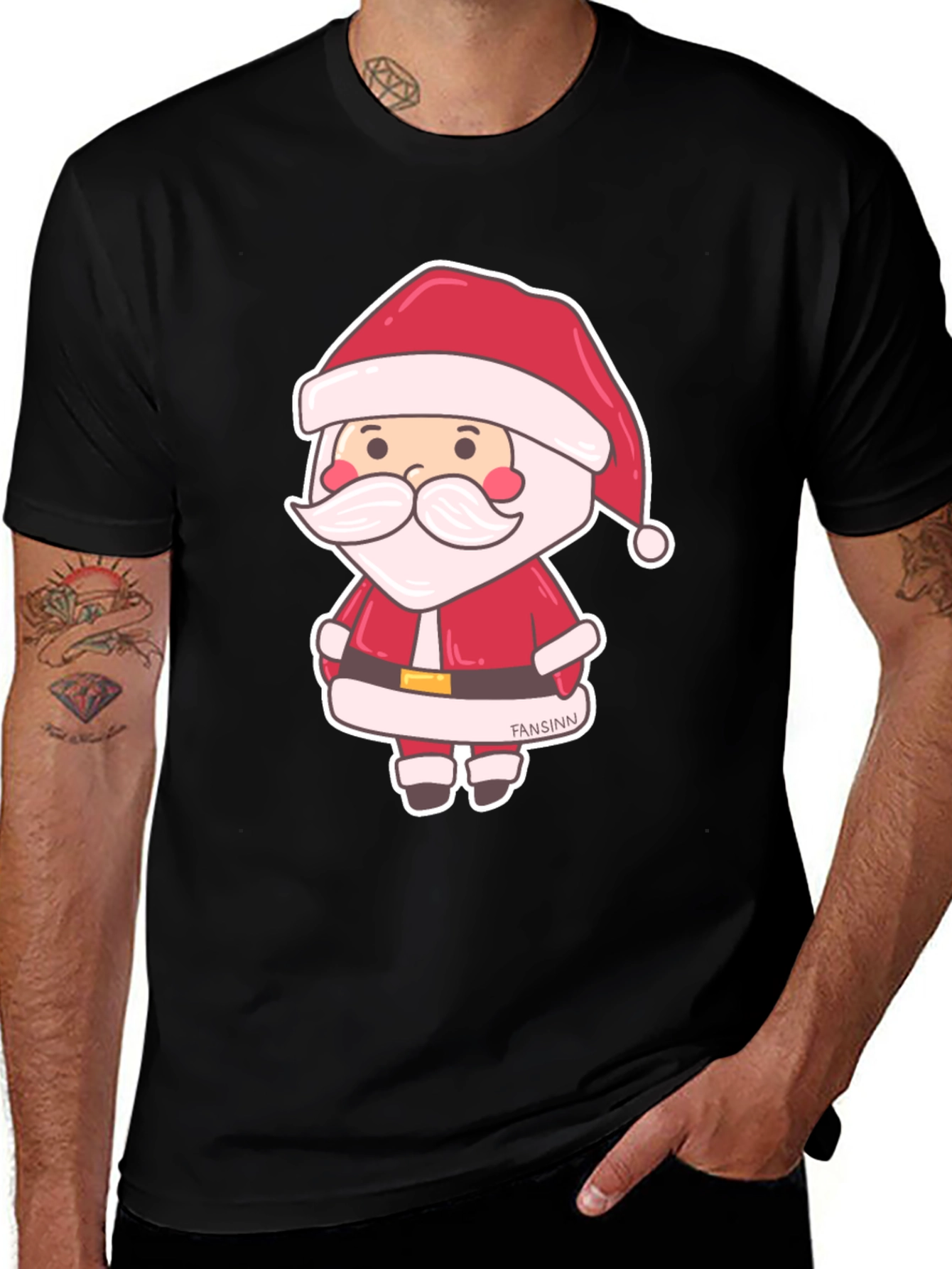 Festive Santa Cartoon Graphic T-Shirt