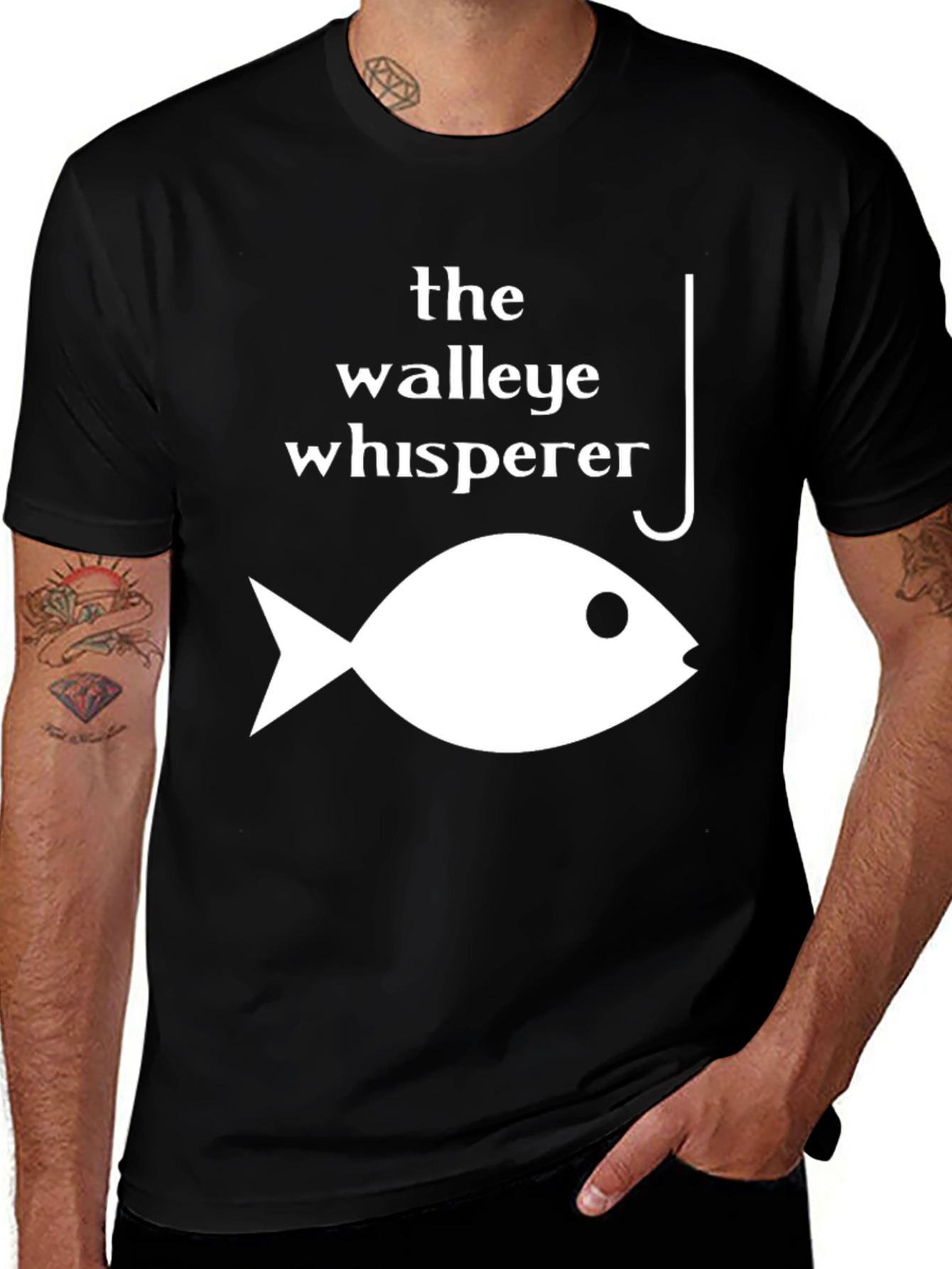The Walleye Whisperer Graphic Tee - Black Cotton Fishing Shirt