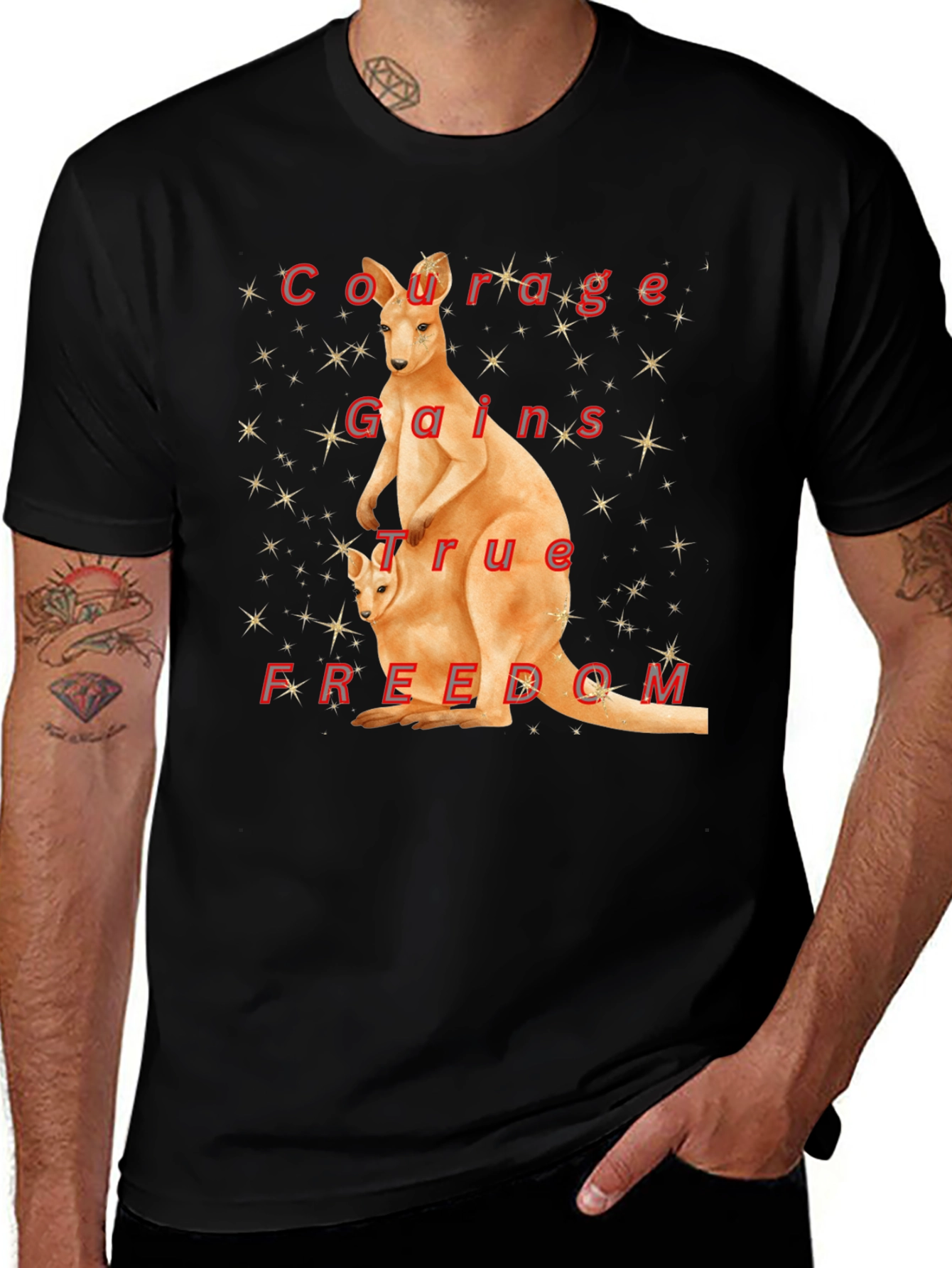Variant 5 of Courage Gains True Freedom Kangaroo T-Shirt