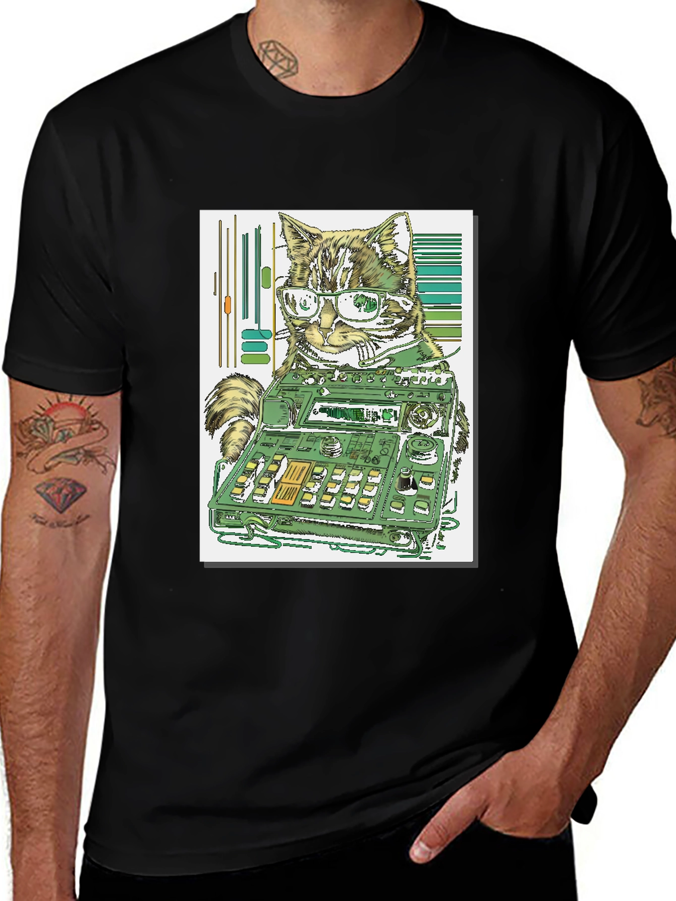 Variant 21 of Cat DJ Graphic Tee - Cool & Unique Design