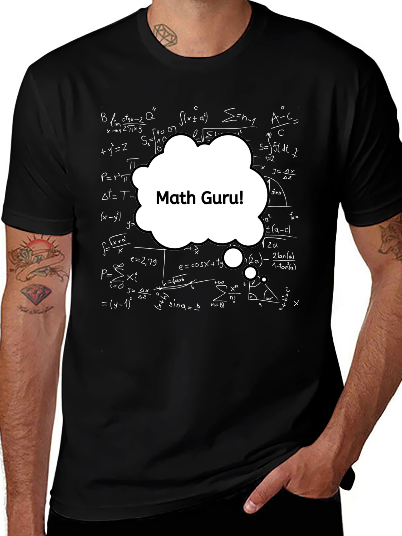 Math Guru T-Shirt - Mens Black Equation Tee