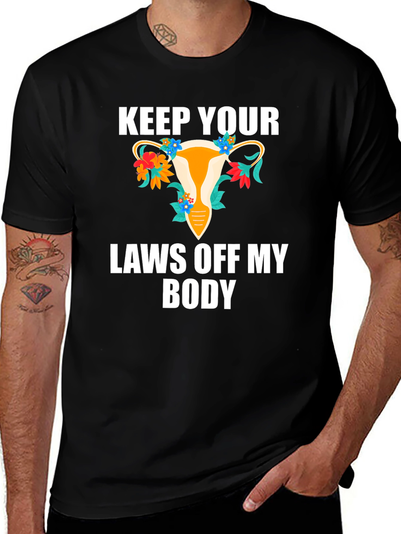 Variant 18 of Feminist Uterus Graphic Tee: Keep Your Laws Off My Body