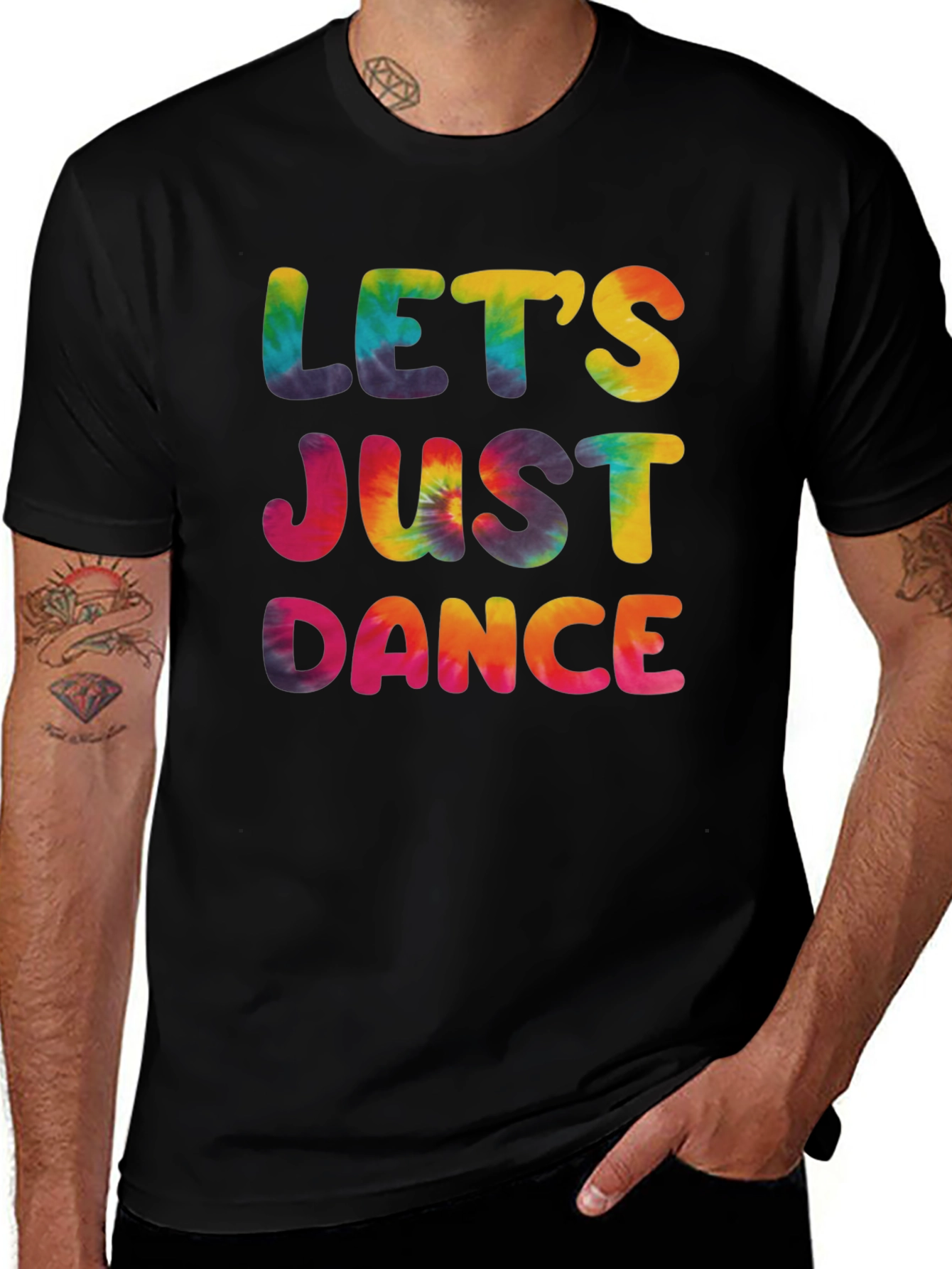 Variant 22 of Let's Just Dance Tie-Dye Graphic Tee - Black Cotton T-Shirt