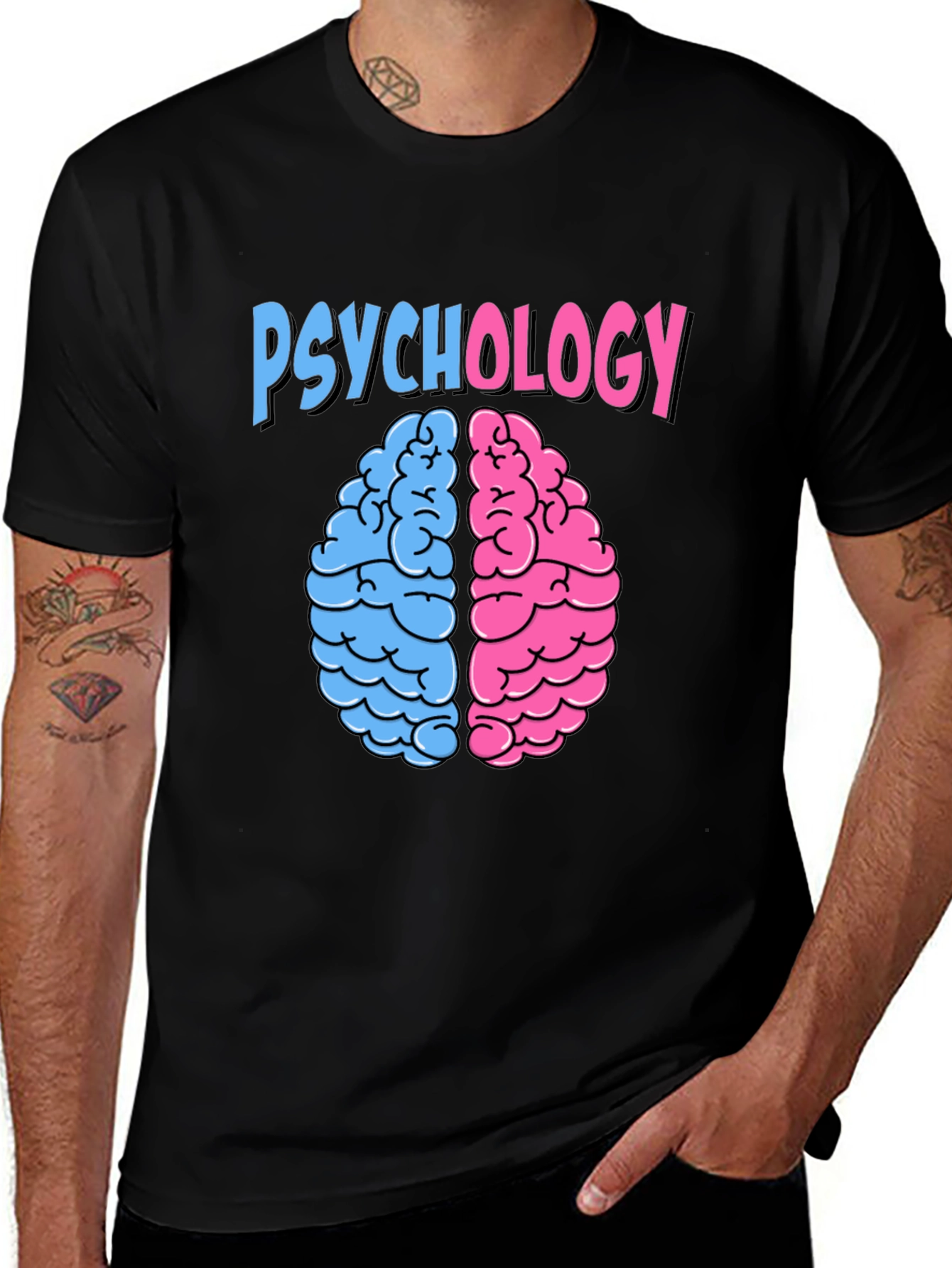 Variant 16 of Psychology Brain Graphic Tee - Black