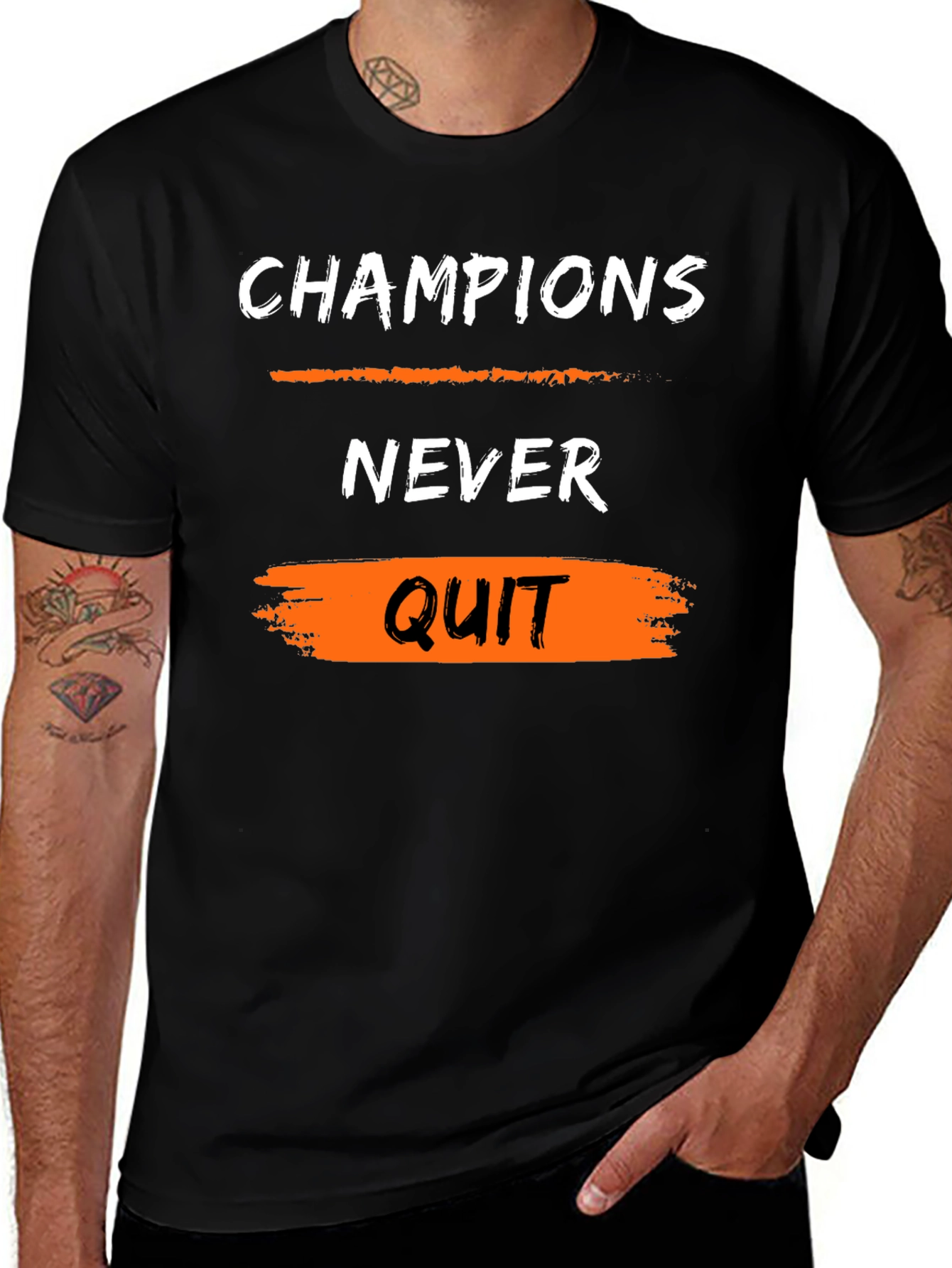 Variant 19 of Champions Never Quit Graphic Tee - Black