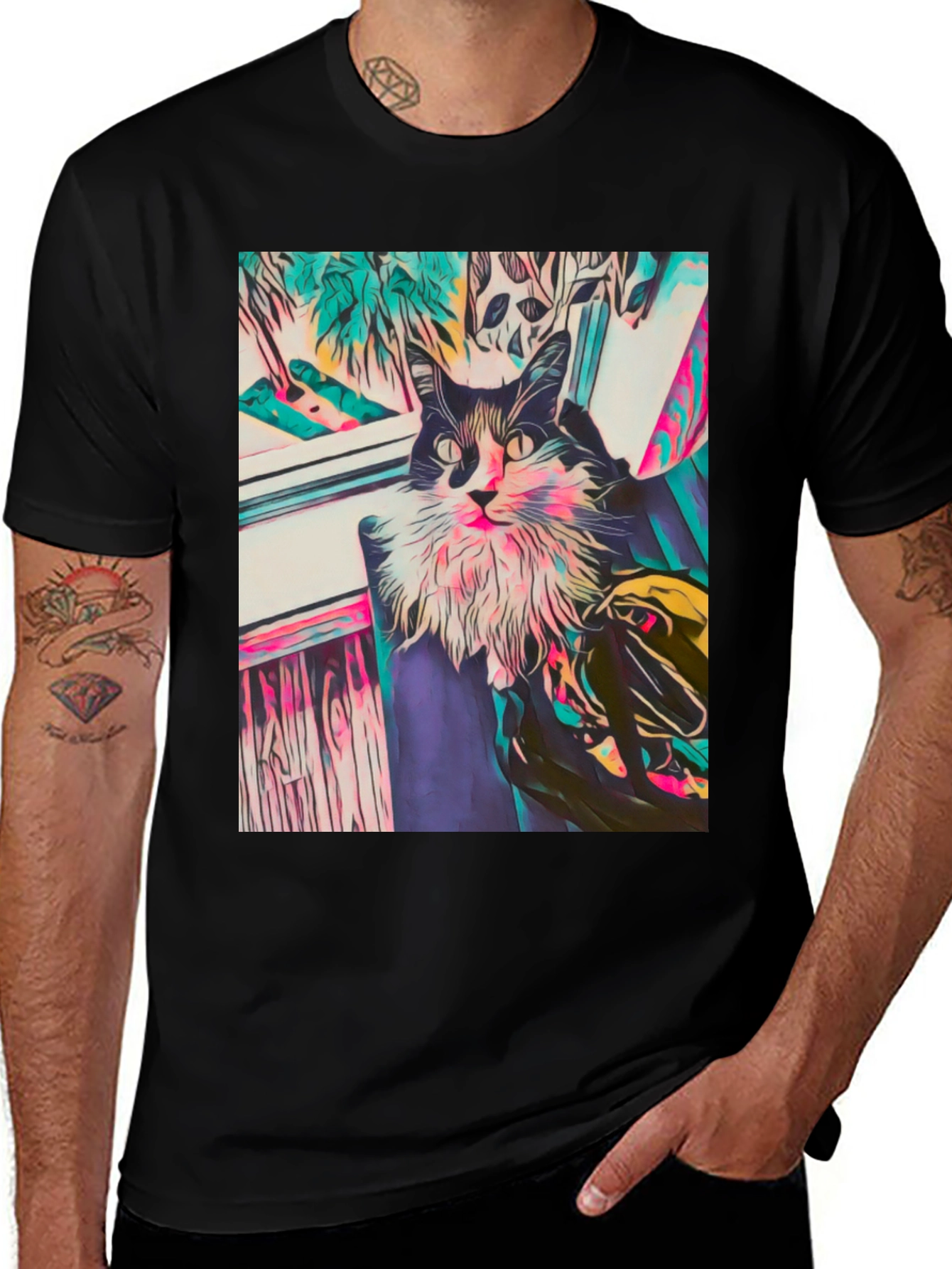 Variant 25 of Abstract Cat Portrait Graphic Tee