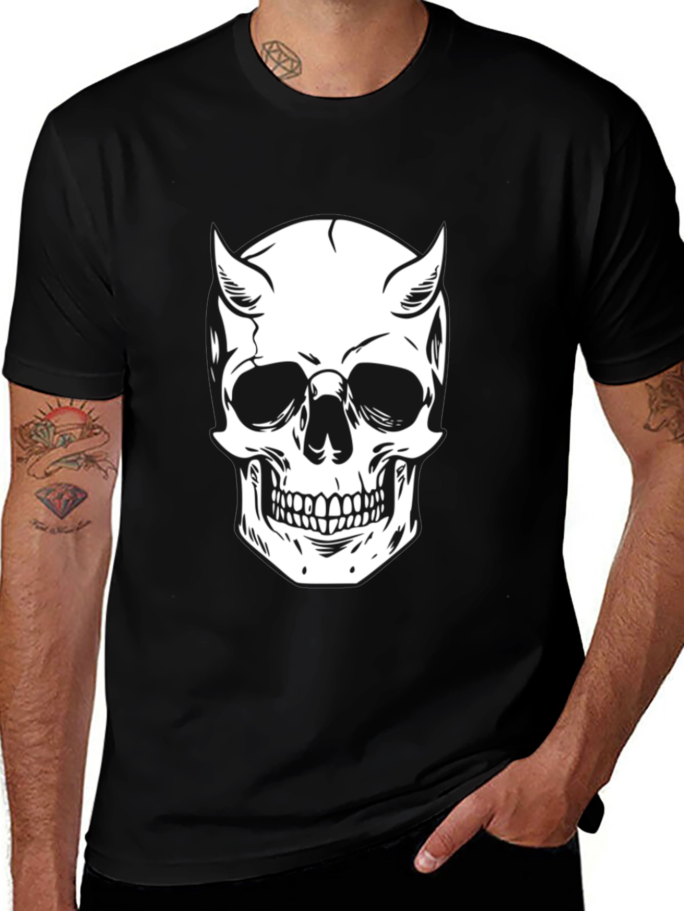 Variant 14 of Devil Skull Graphic Tee - Black Cotton T-Shirt