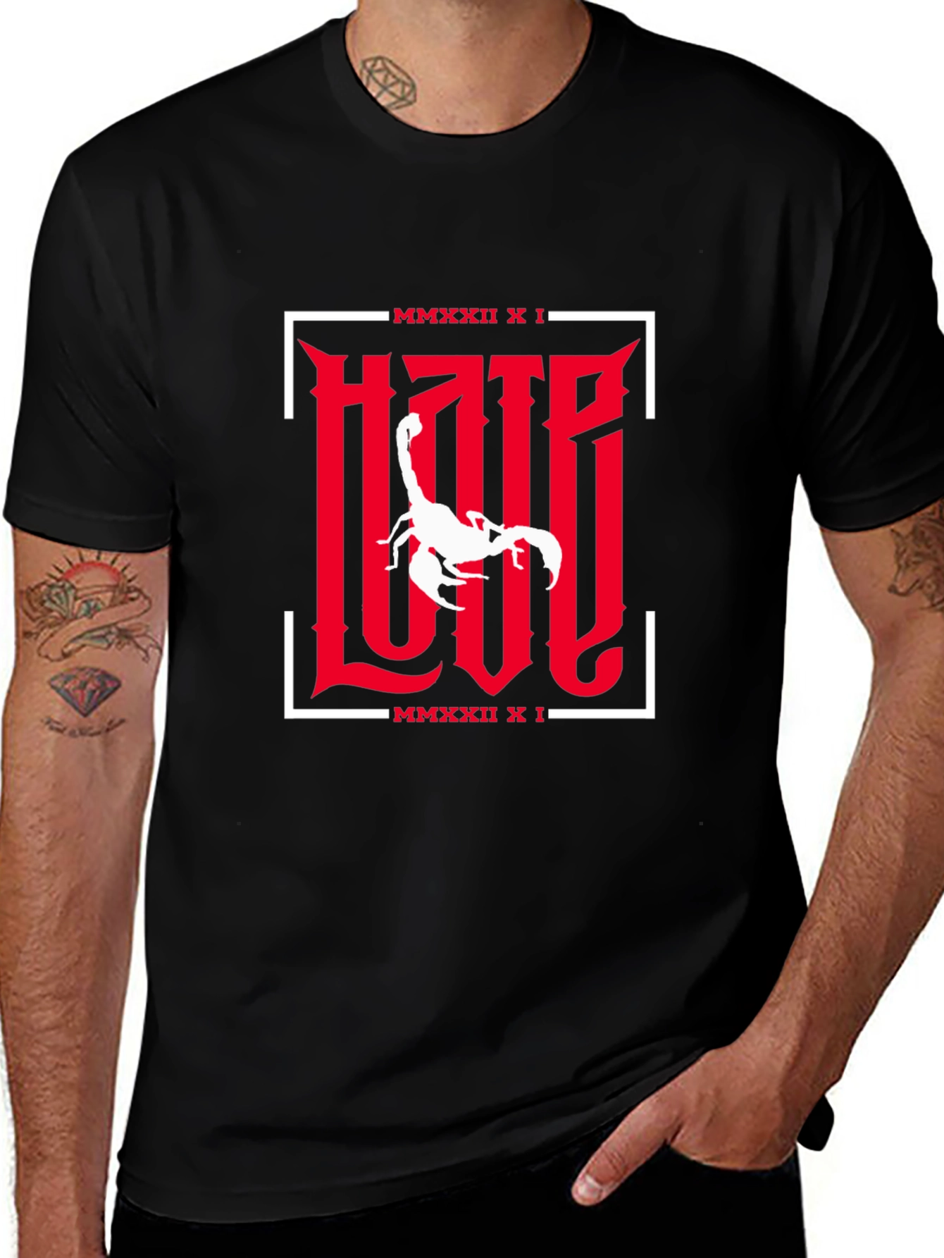 Variant 28 of Hate Love Graphic T-Shirt - Black