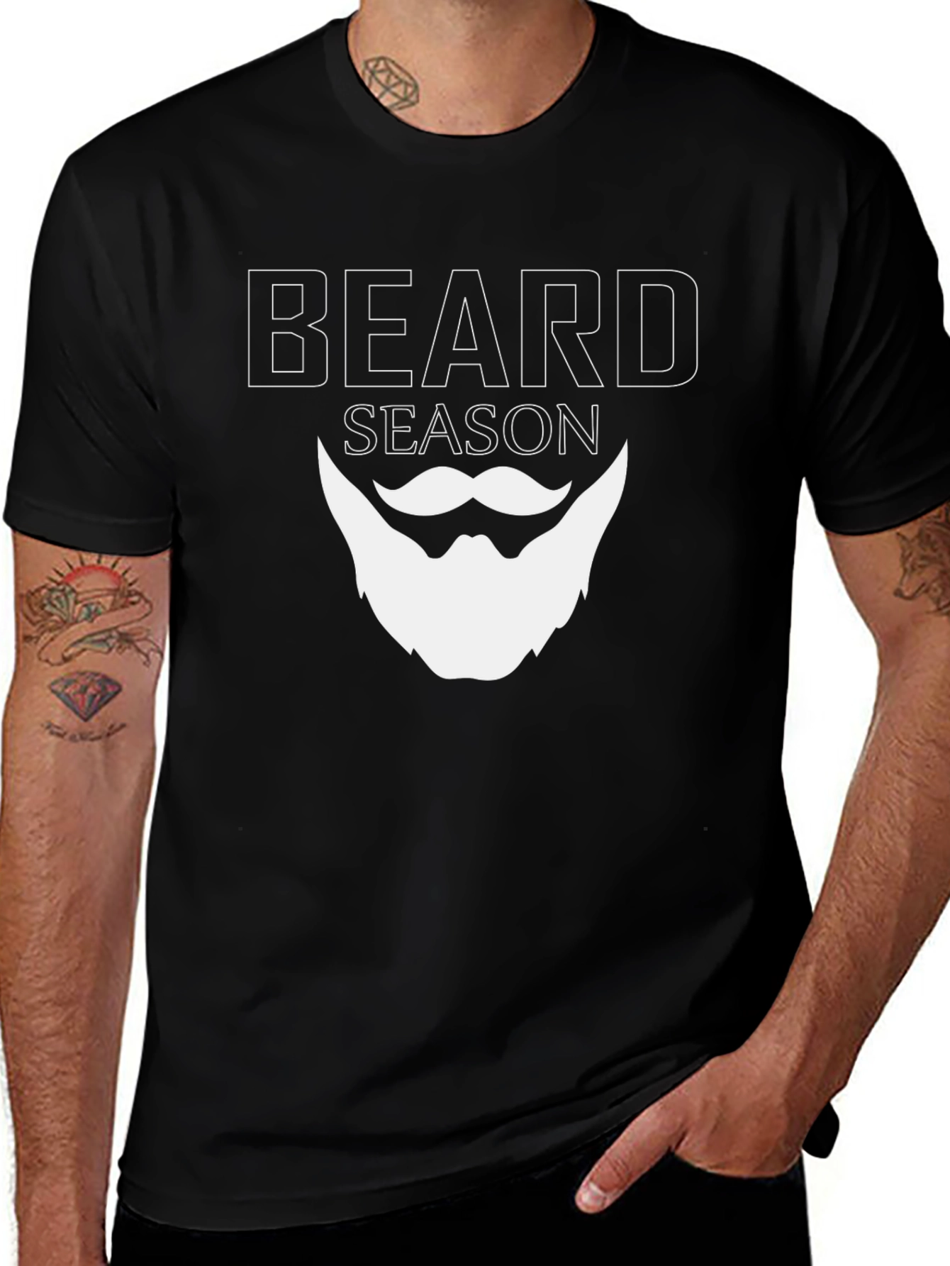 Variant 7 of Beard Season Graphic T-Shirt - Men's Black Tee