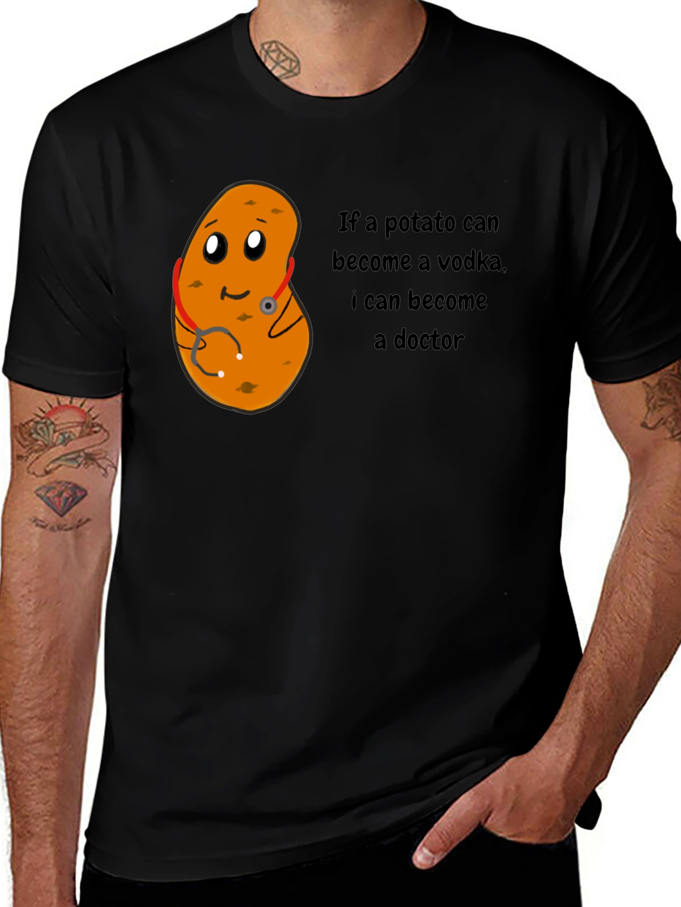 Variant 13 of Potato Doctor Humor Black T-Shirt