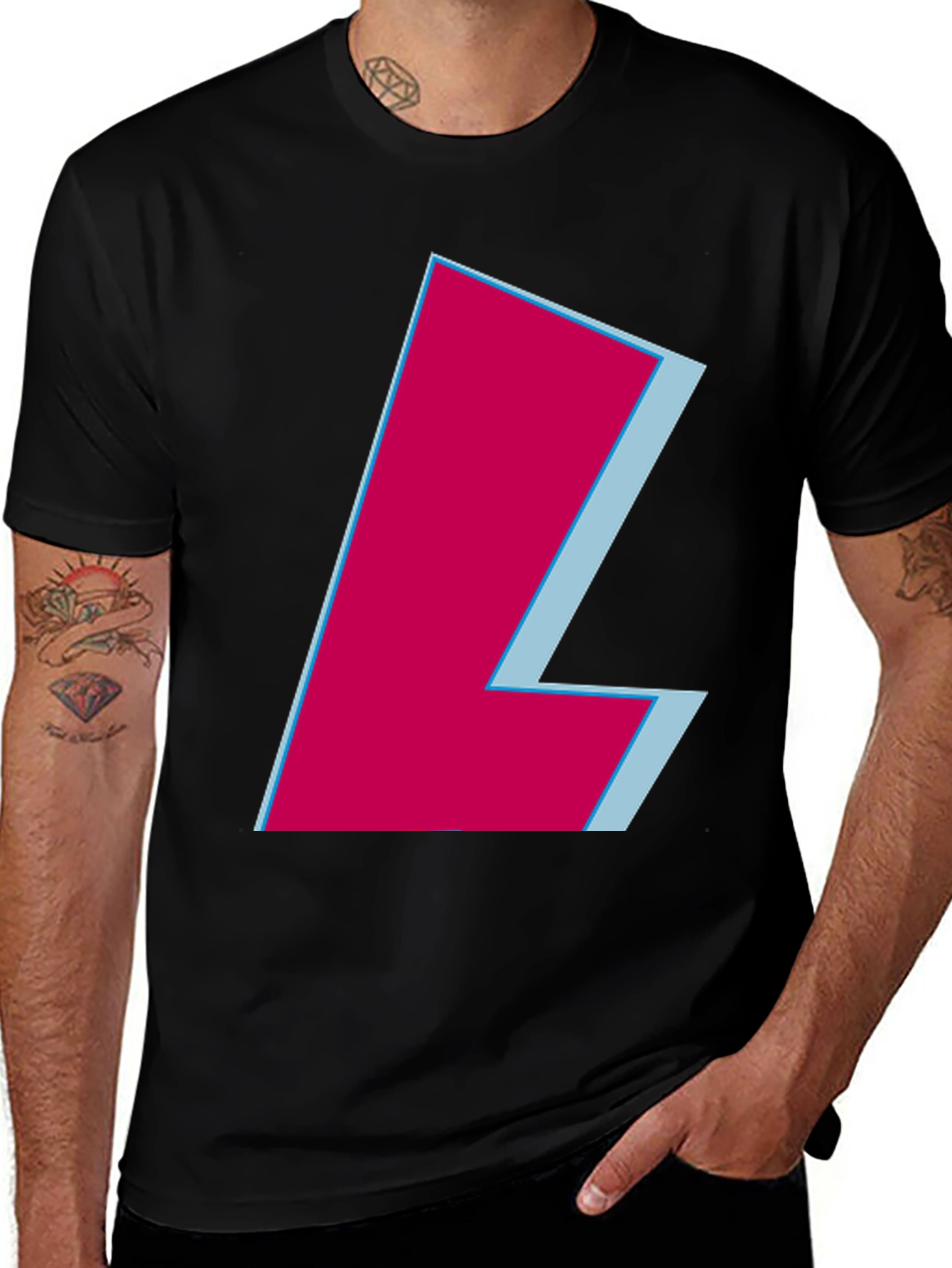 Modern L Graphic Tee - Black Casual Shirt