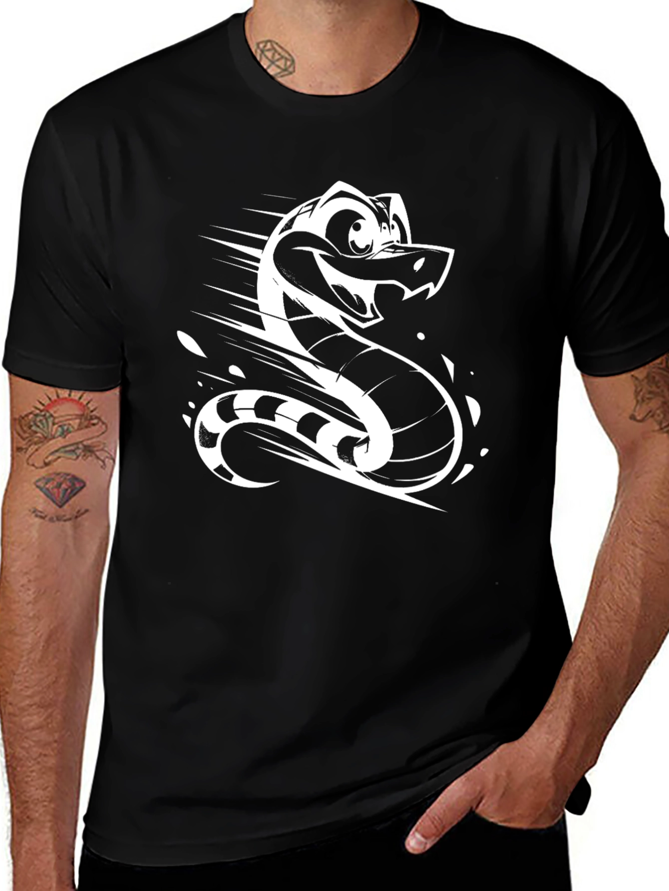 Variant 11 of Cool Snake Graphic Print Black T-Shirt
