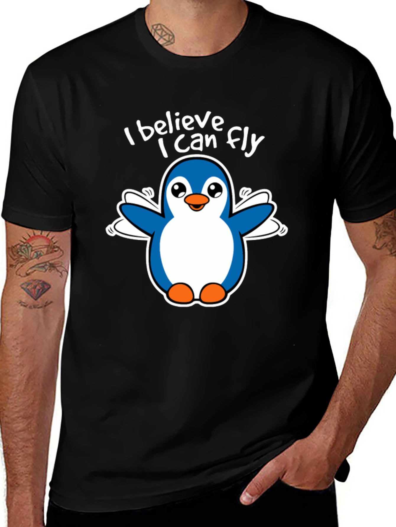 Variant 13 of Believe I Can Fly Penguin Graphic Tee