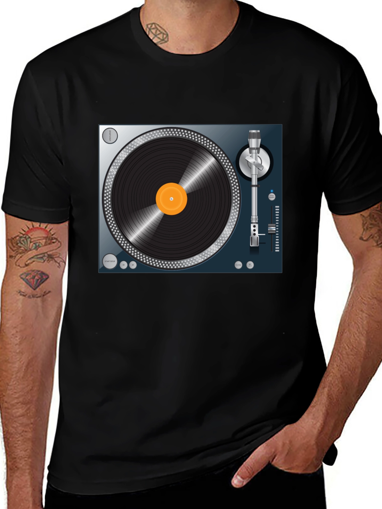Variant 17 of DJ Turntable Graphic T-Shirt - Classic Vinyl Design