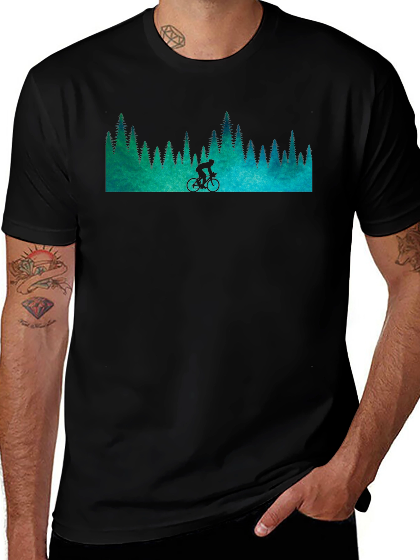 Variant 10 of Mountain Biker Forest Graphic Tee