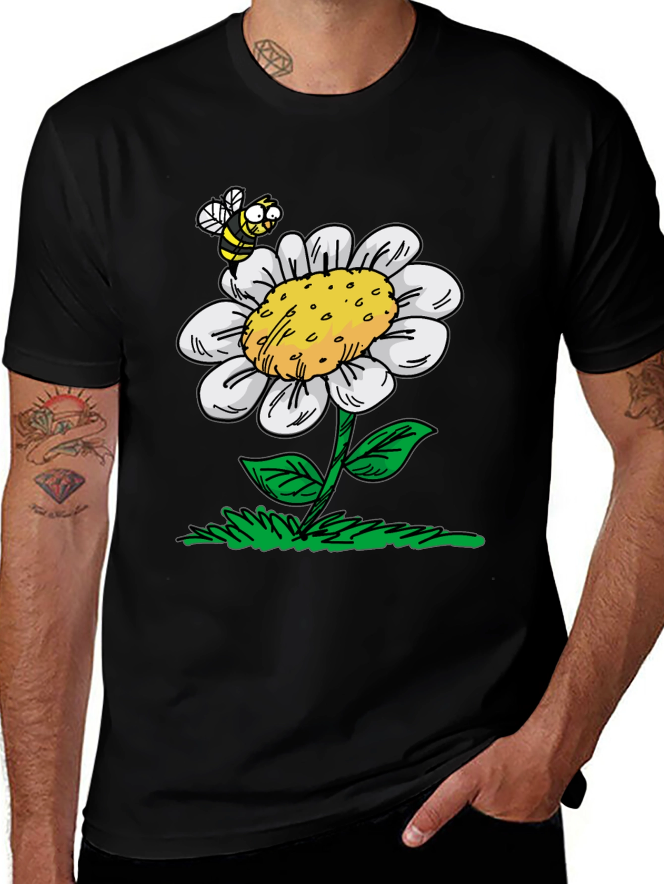 Variant 9 of Bee on Flower Cartoon Graphic Tee