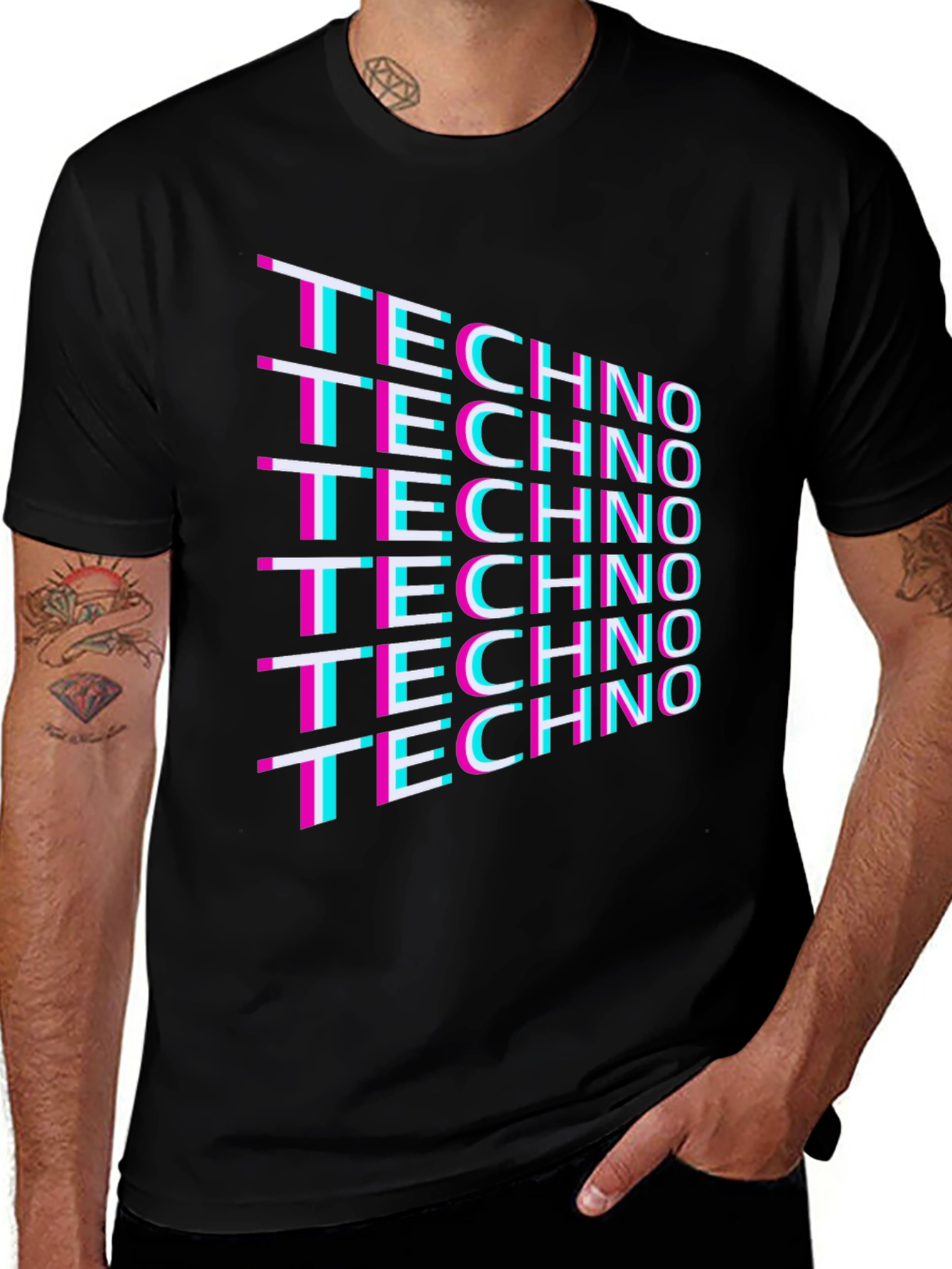 Retro Techno T-Shirt - Black