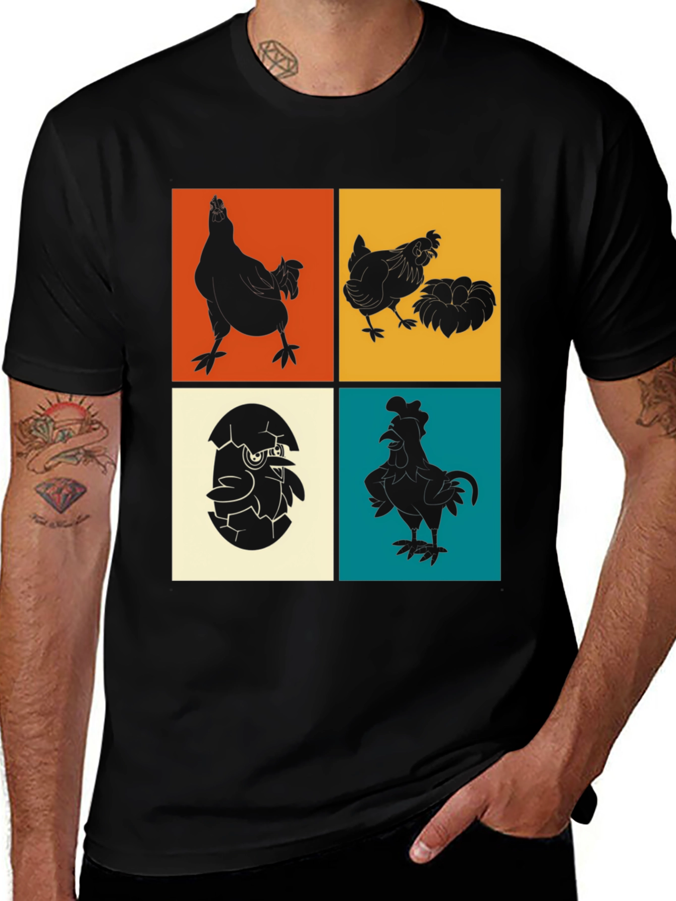 Variant 14 of Retro Chicken Silhouette Graphic Tee