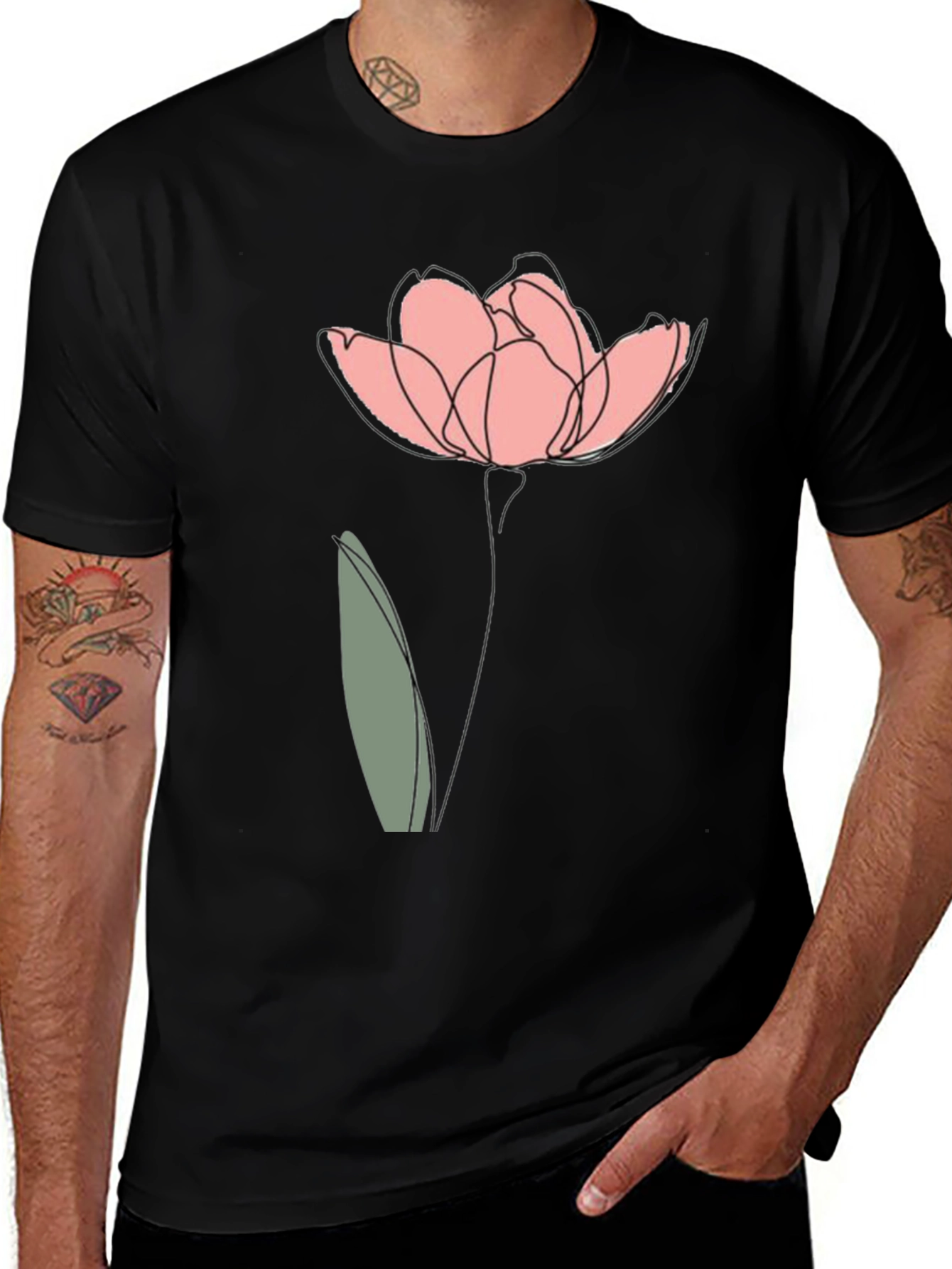 Variant 17 of Floral Line Art Graphic Tee - Stylish Casual Wear