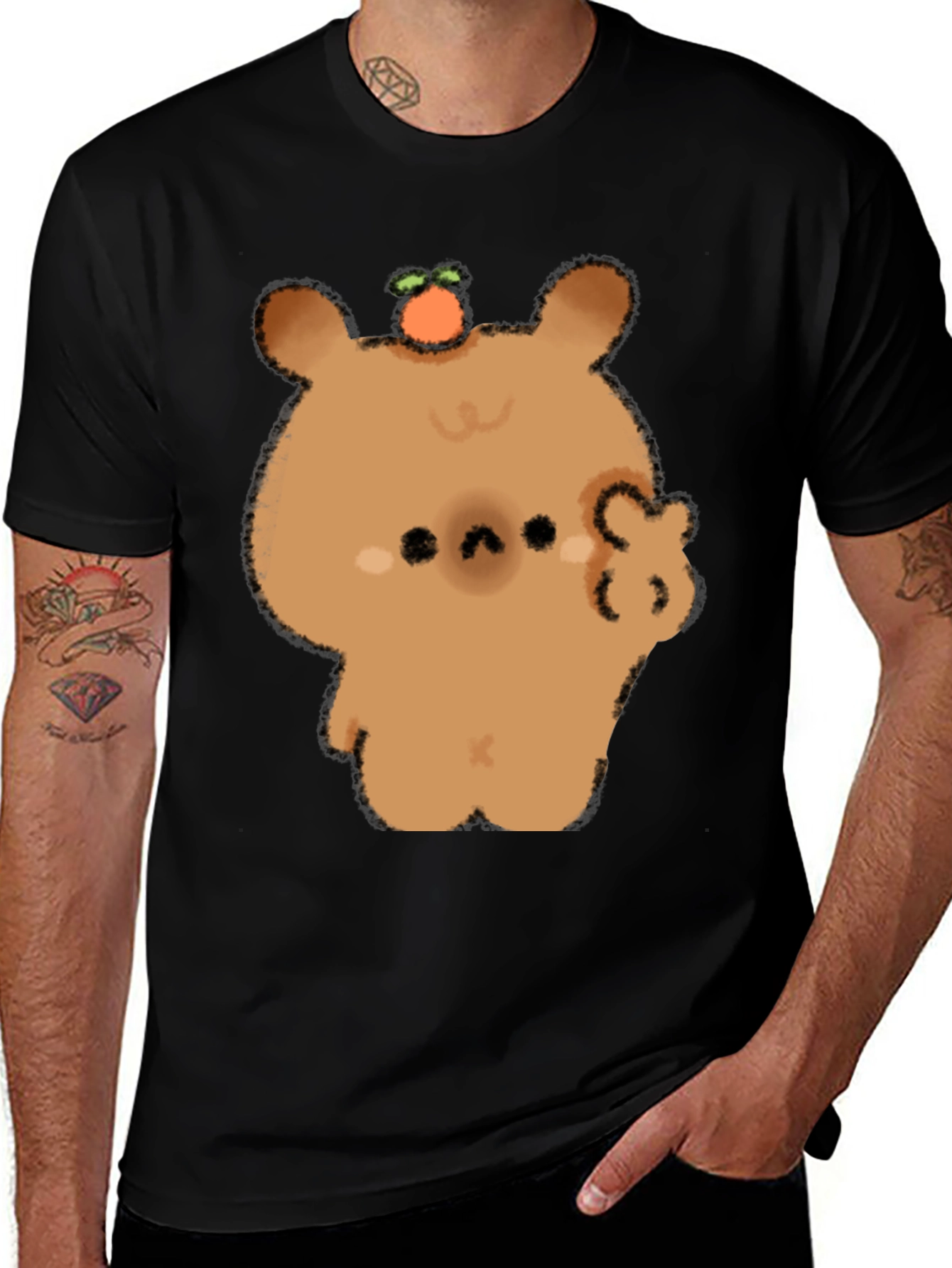 Variant 23 of Cute Bear with Orange T-Shirt - Soft Graphic Tee