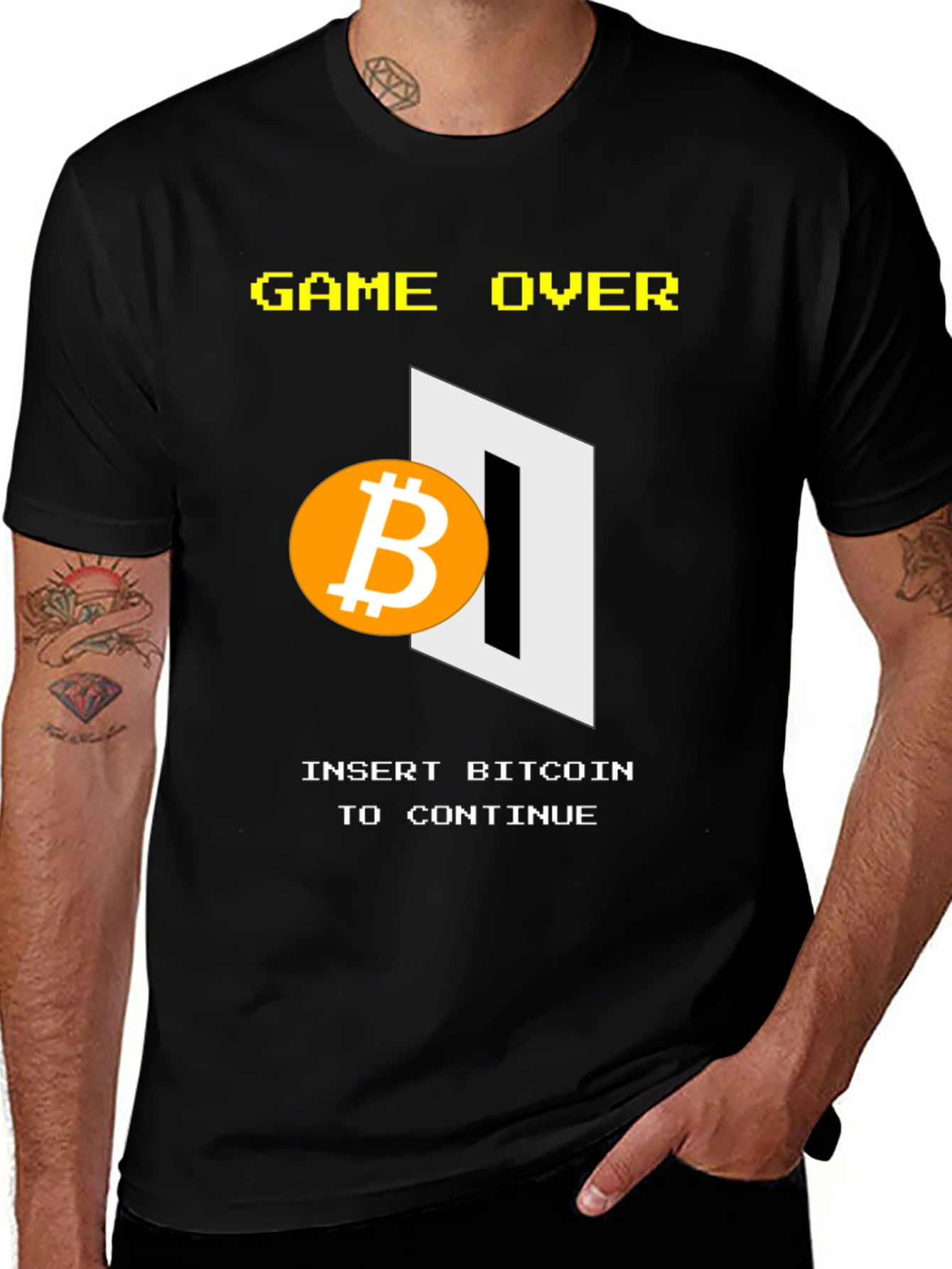 Game Over Bitcoin T-Shirt - Insert Bitcoin To Continue