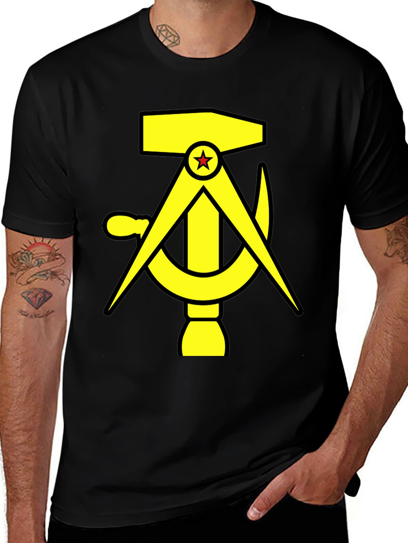Variant 24 of Hammer, Compass, and Sickle Black T-Shirt