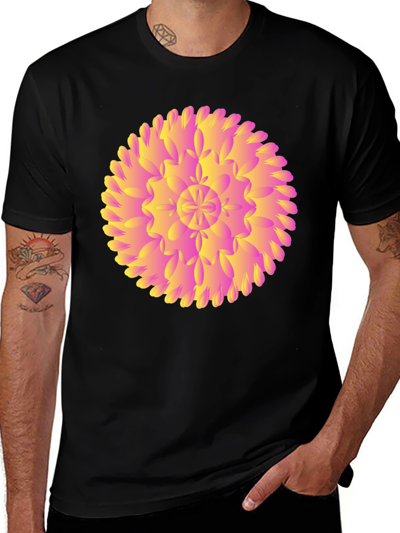 Variant 5 of Abstract Floral Graphic Black T-Shirt