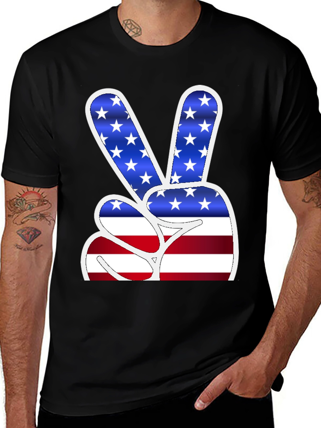 Variant 6 of American Flag Peace Sign Graphic T-Shirt