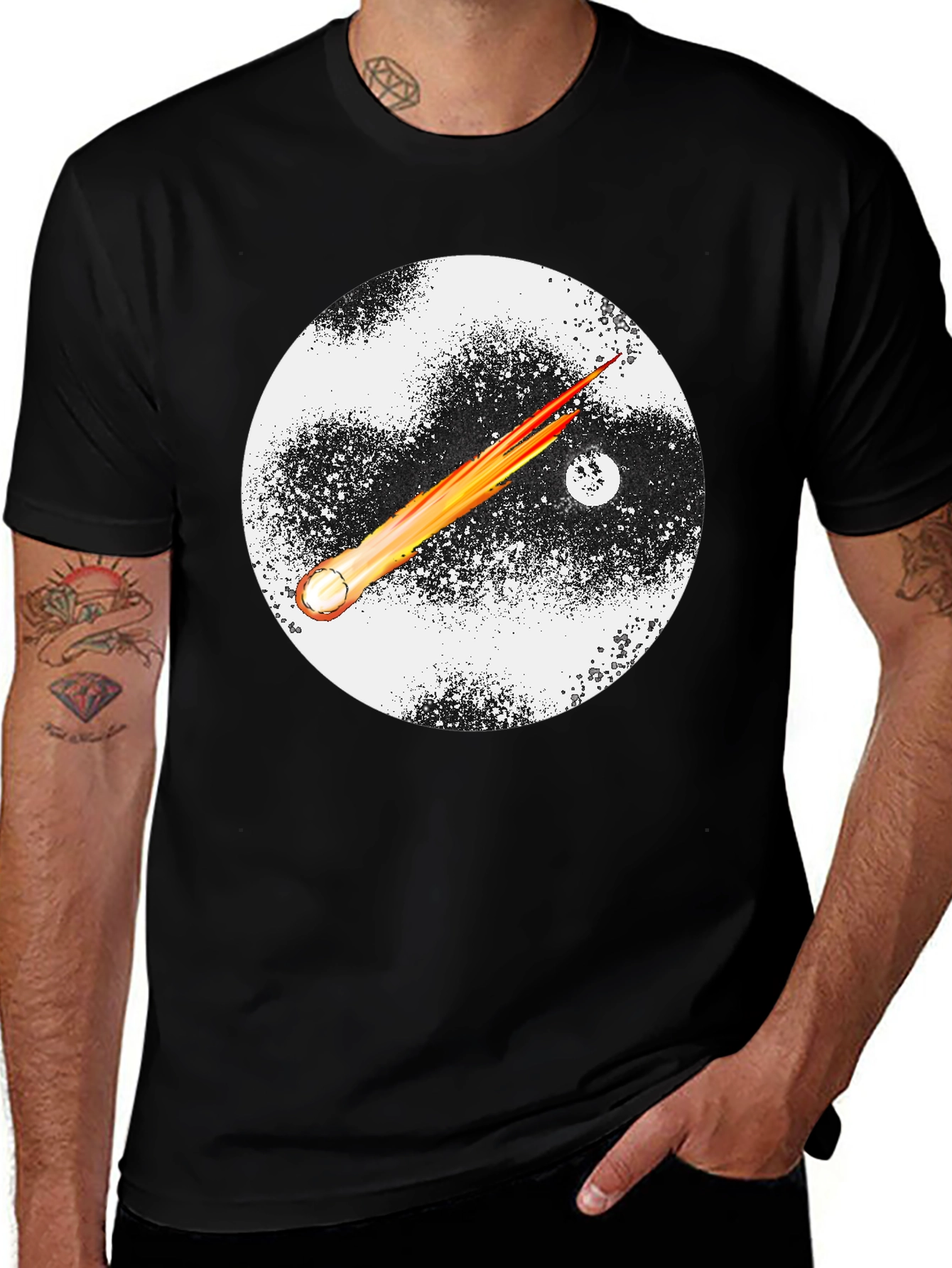 Variant 27 of Cosmic Comet Graphic Tee - Black Cotton Blend