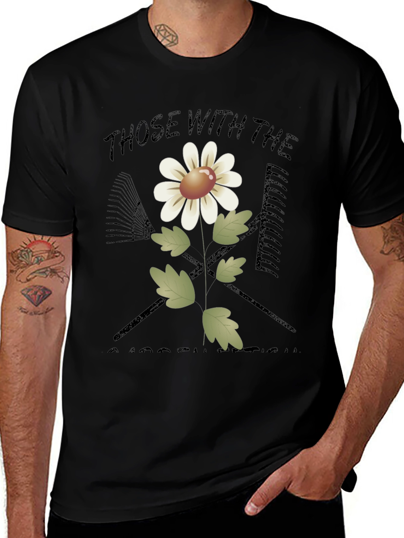 Variant 21 of Gardener's Delight T-Shirt - Floral & Tools Design