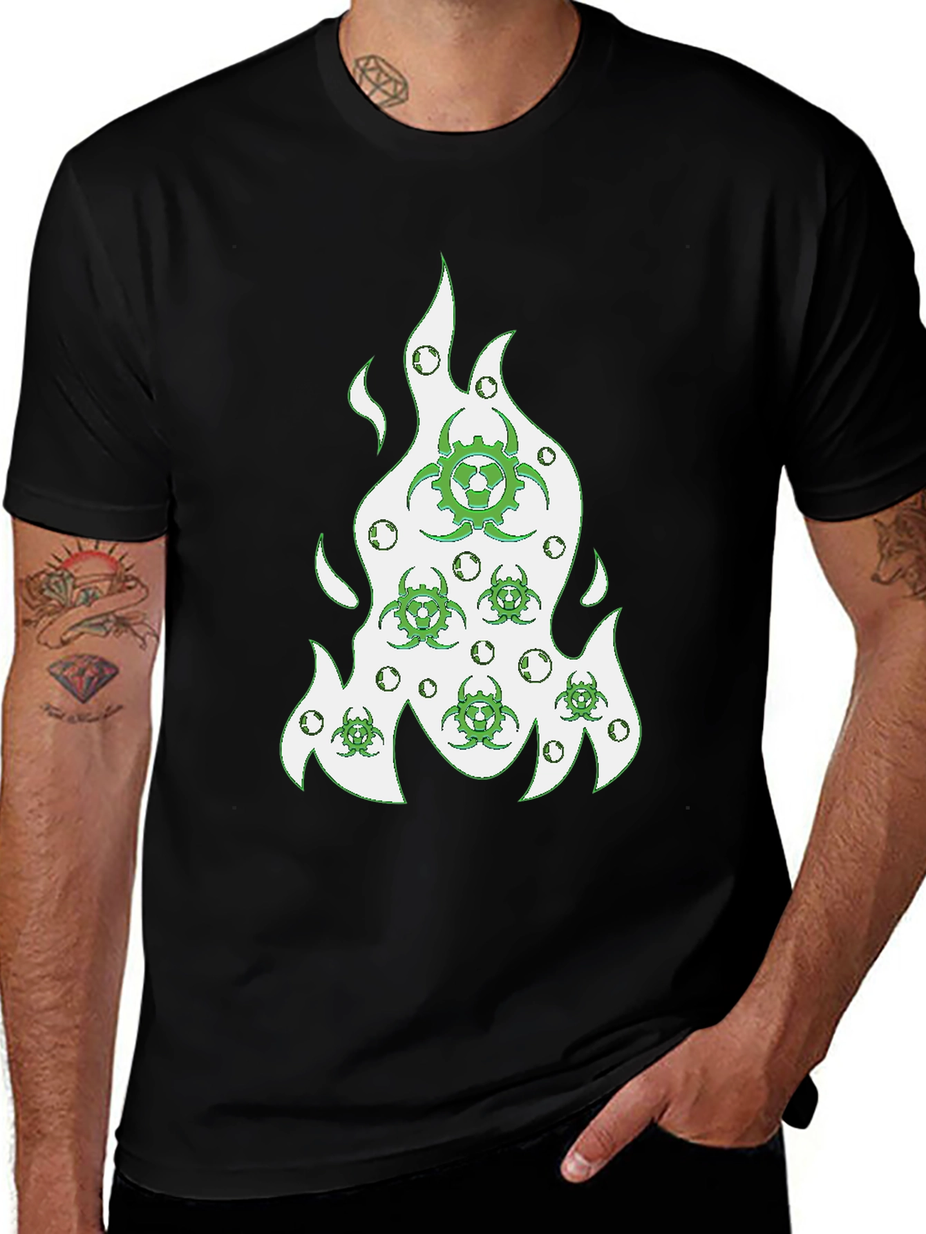 Variant 29 of Biohazard Flame Graphic Tee - Modern Style