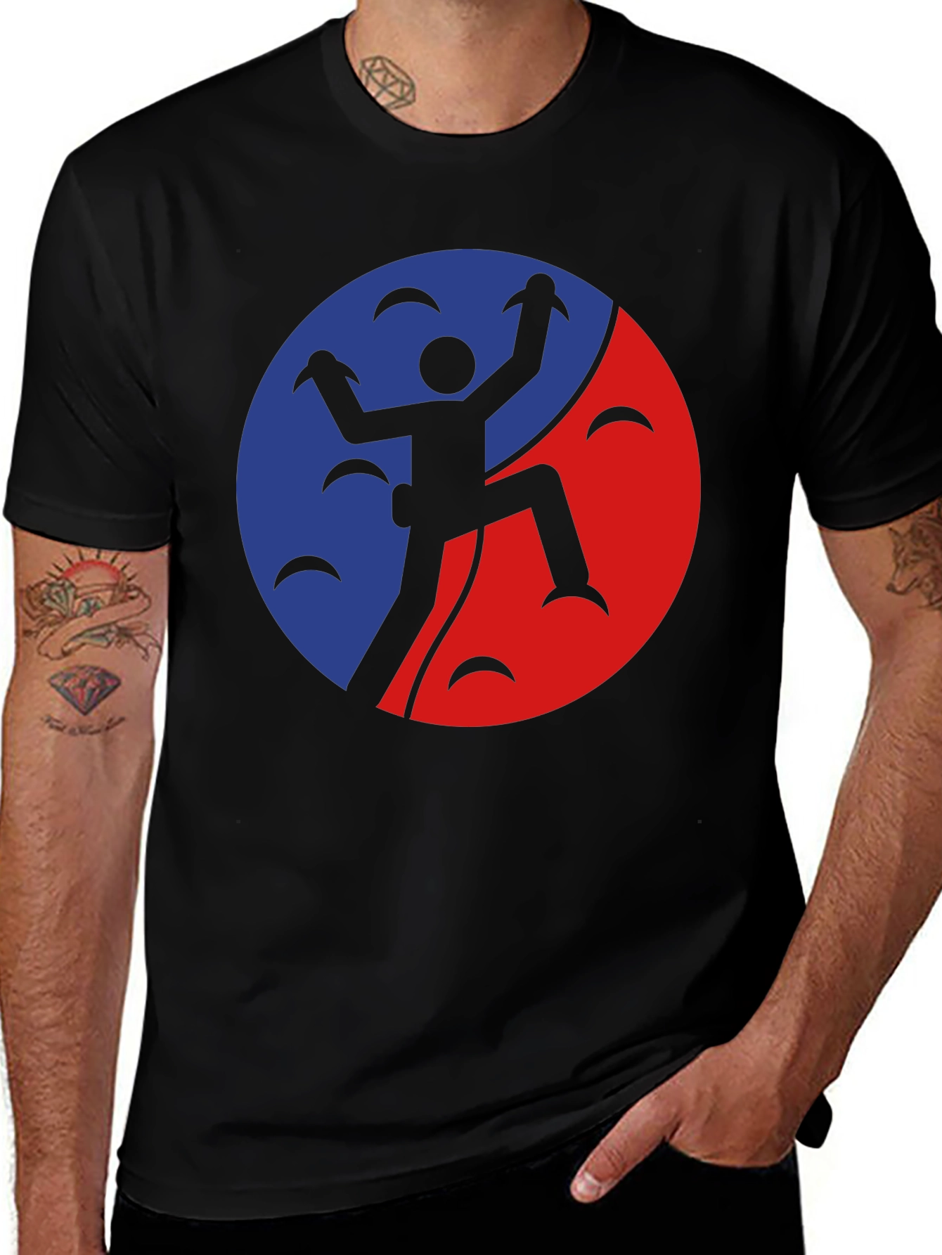 Variant 24 of Climbing Yin Yang T-Shirt - Black Graphic Tee