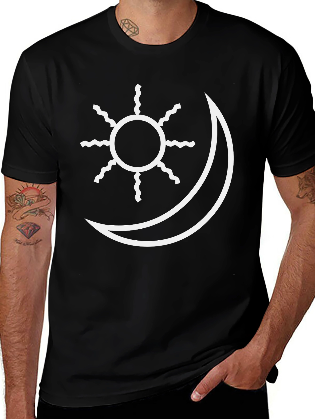 Variant 4 of Sun and Moon Graphic Black T-Shirt
