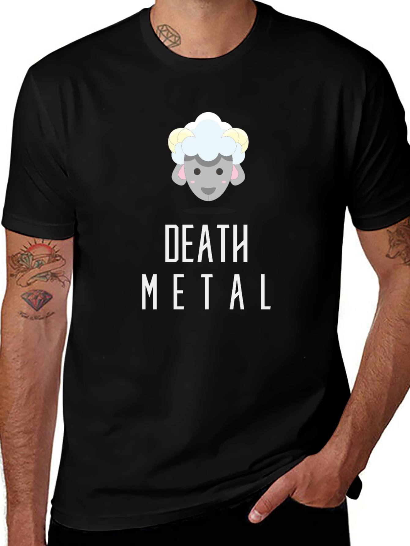 Variant 18 of Death Metal Sheep T-Shirt - Black Cotton Tee