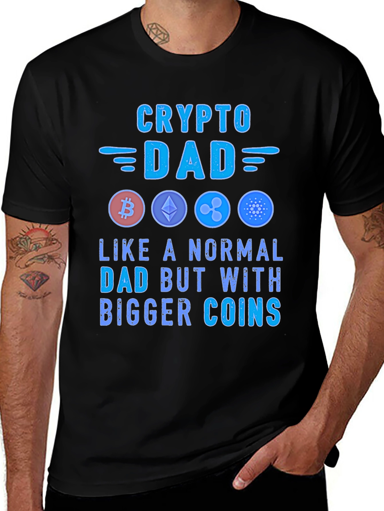 Variant 17 of Crypto Dad T-Shirt - Bitcoin, Ethereum, Ripple