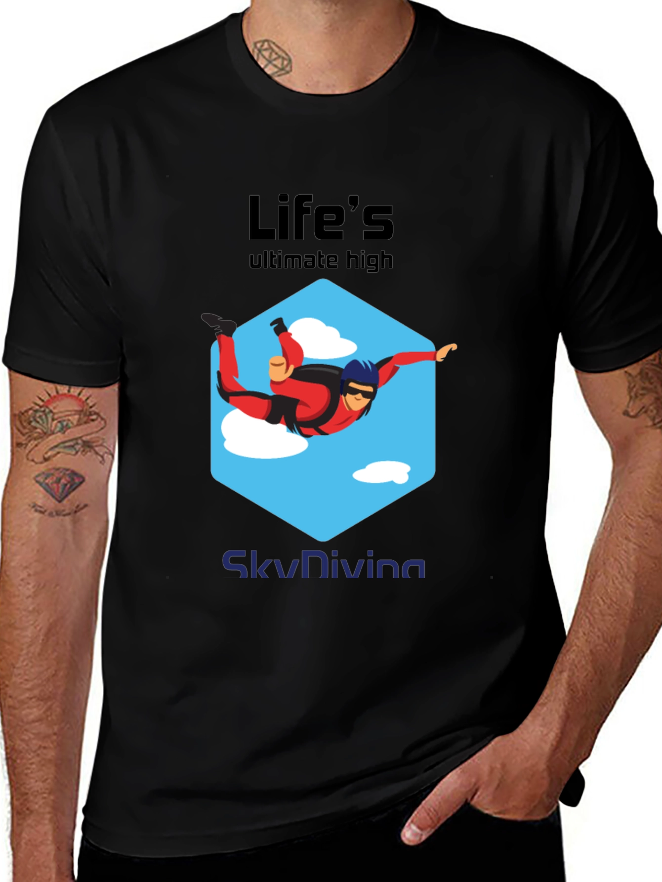 Variant 22 of Life's Ultimate High Skydiving Graphic Tee - Black