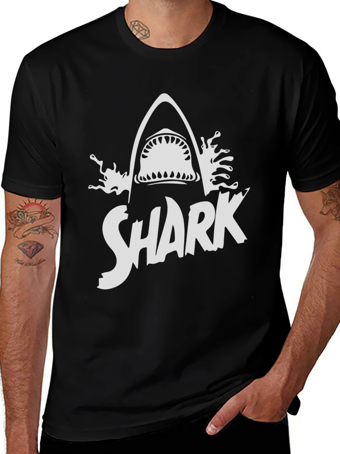 Variant 28 of Shark Graphic Print Black T-Shirt