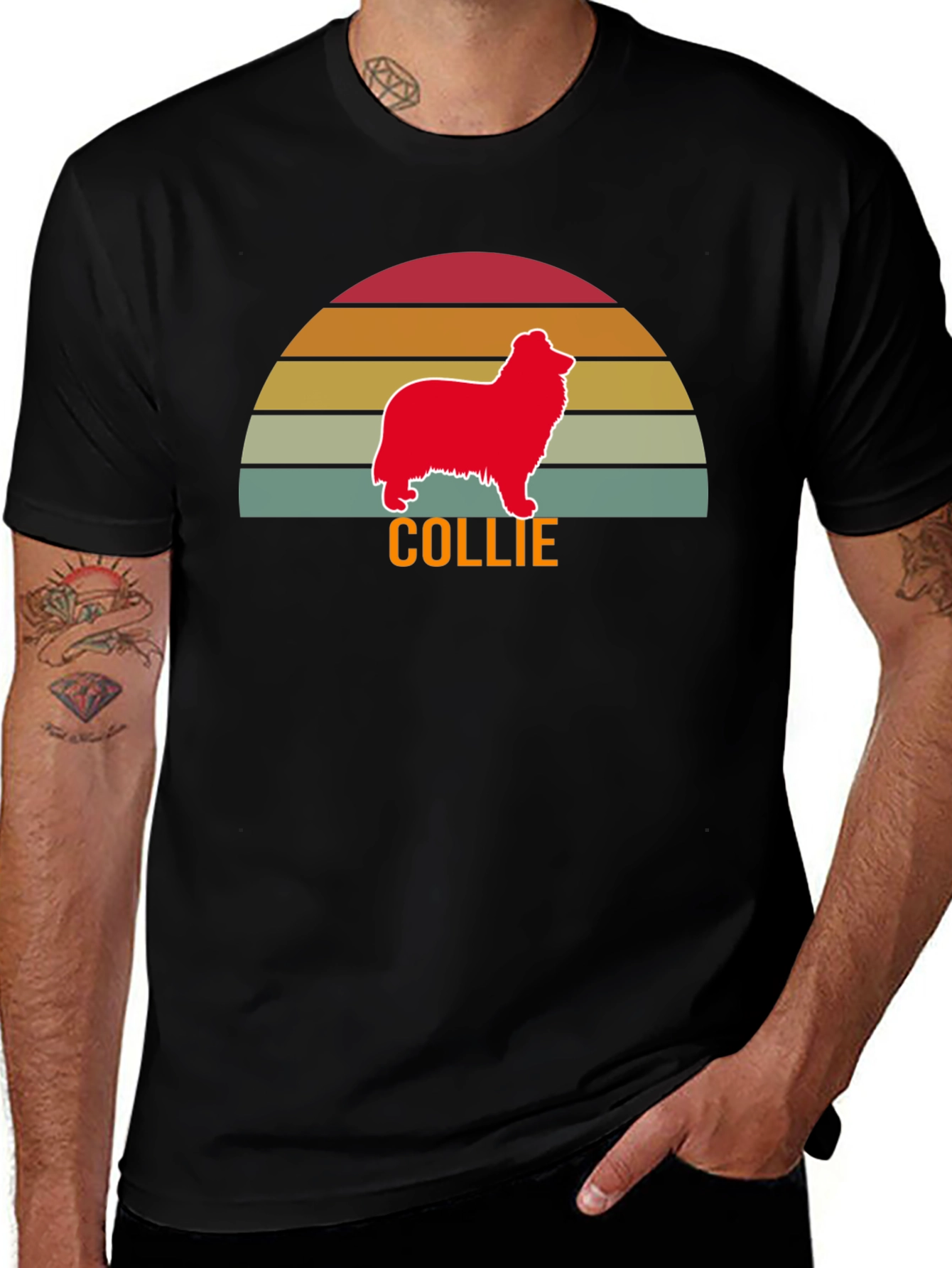 Vintage Collie Sunset T-Shirt - Dog Lover Gift