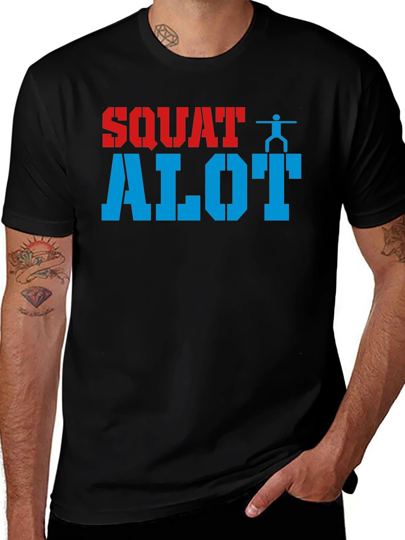 Variant 17 of Squat Alot Black T-Shirt - Workout & Gym Apparel